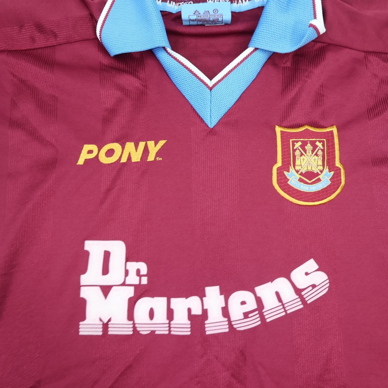 Vintage West Ham United Shirt Mens XL Red Home 1998 1999 Pony Dr Martens Jersey photo 3