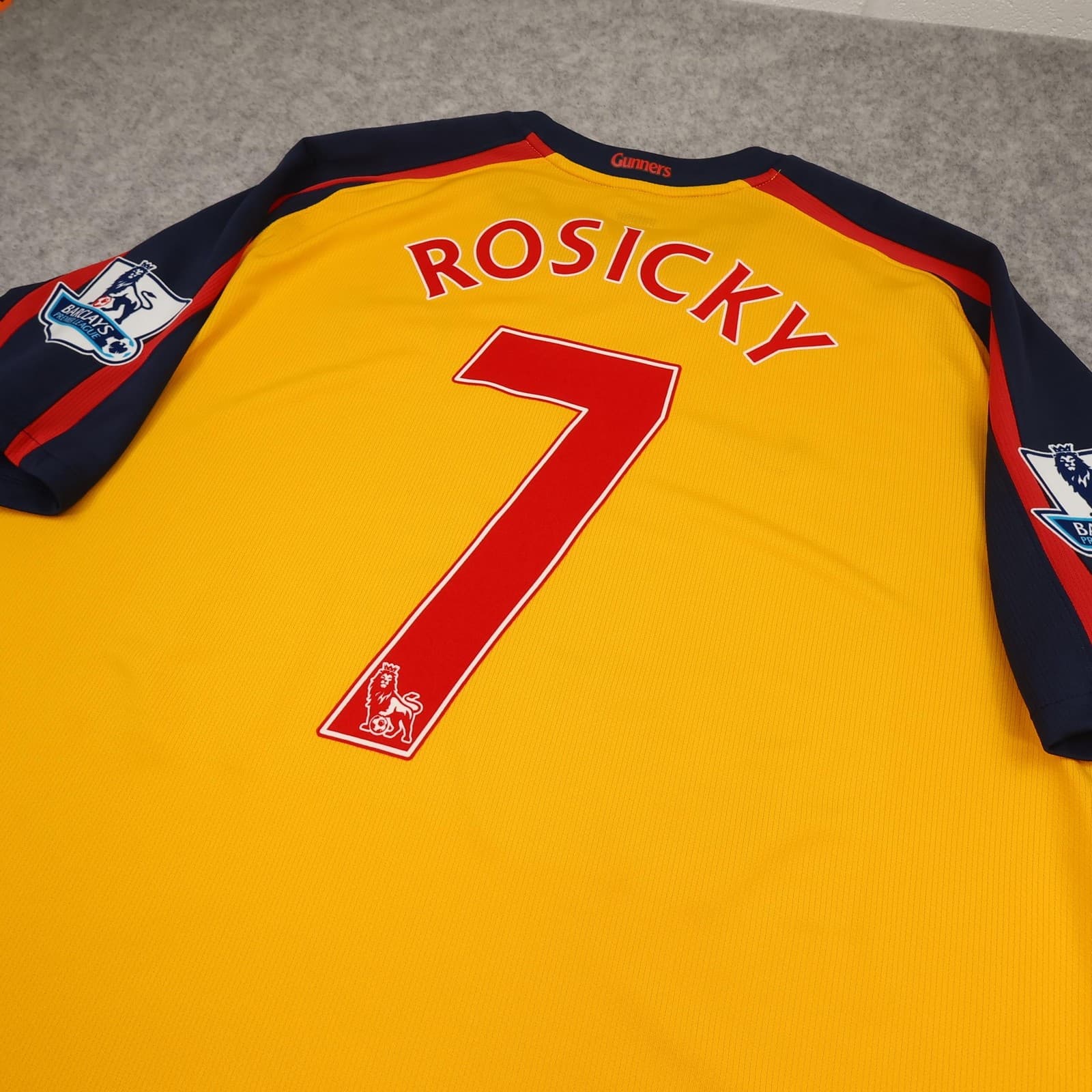 Arsenal Away Shirt Mens XL Yellow 2008 2009 Nike Rosicky 7 Soccer Jersey photo 11