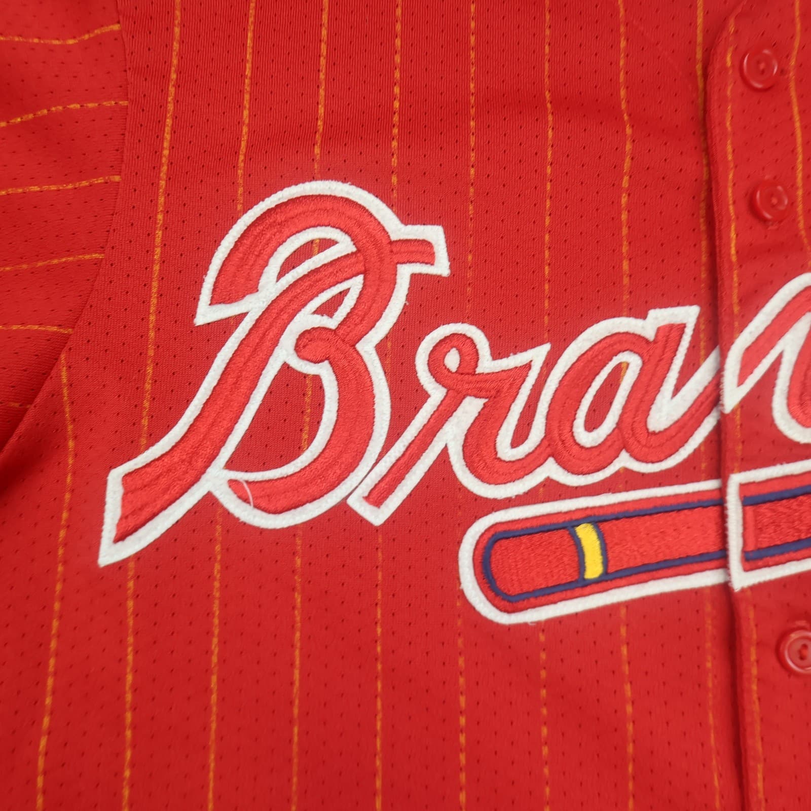 Vintage Atlanta Braves Jersey Extra Large Red Majestic Baseball MLB Shirt photo 5