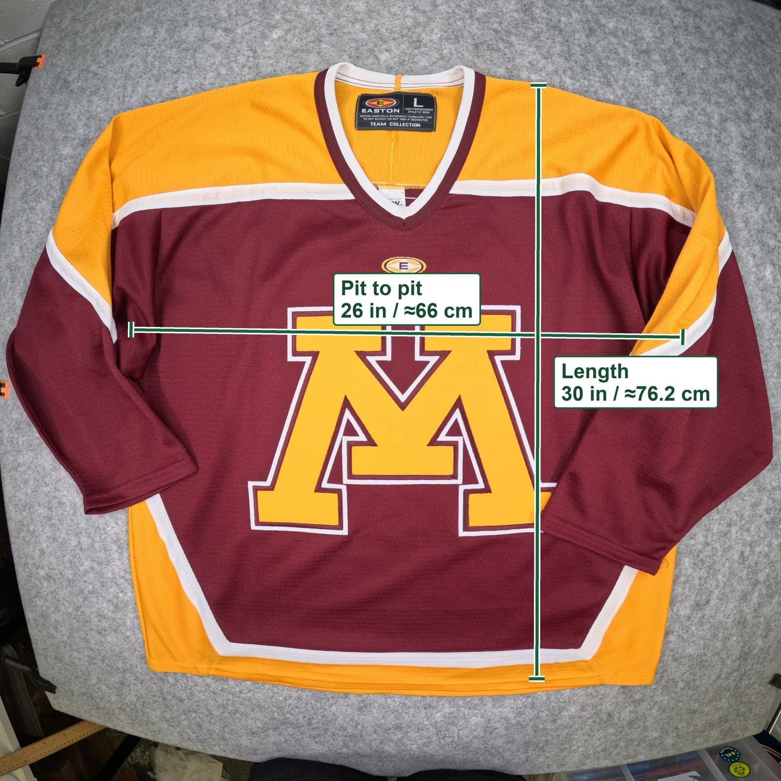 Minnesota Golden Gophers Jersey Large Maroon Gold Easton Long Sleeve Ice Hockey photo 4