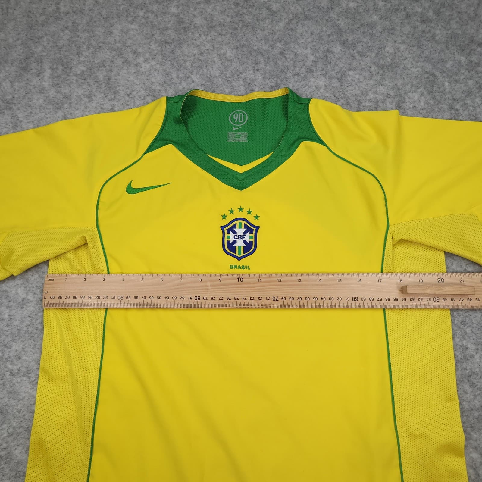 Vintage Brazil Home Shirt Mens Medium Yellow 2002 2004 Football Nike 90 Jersey photo 9