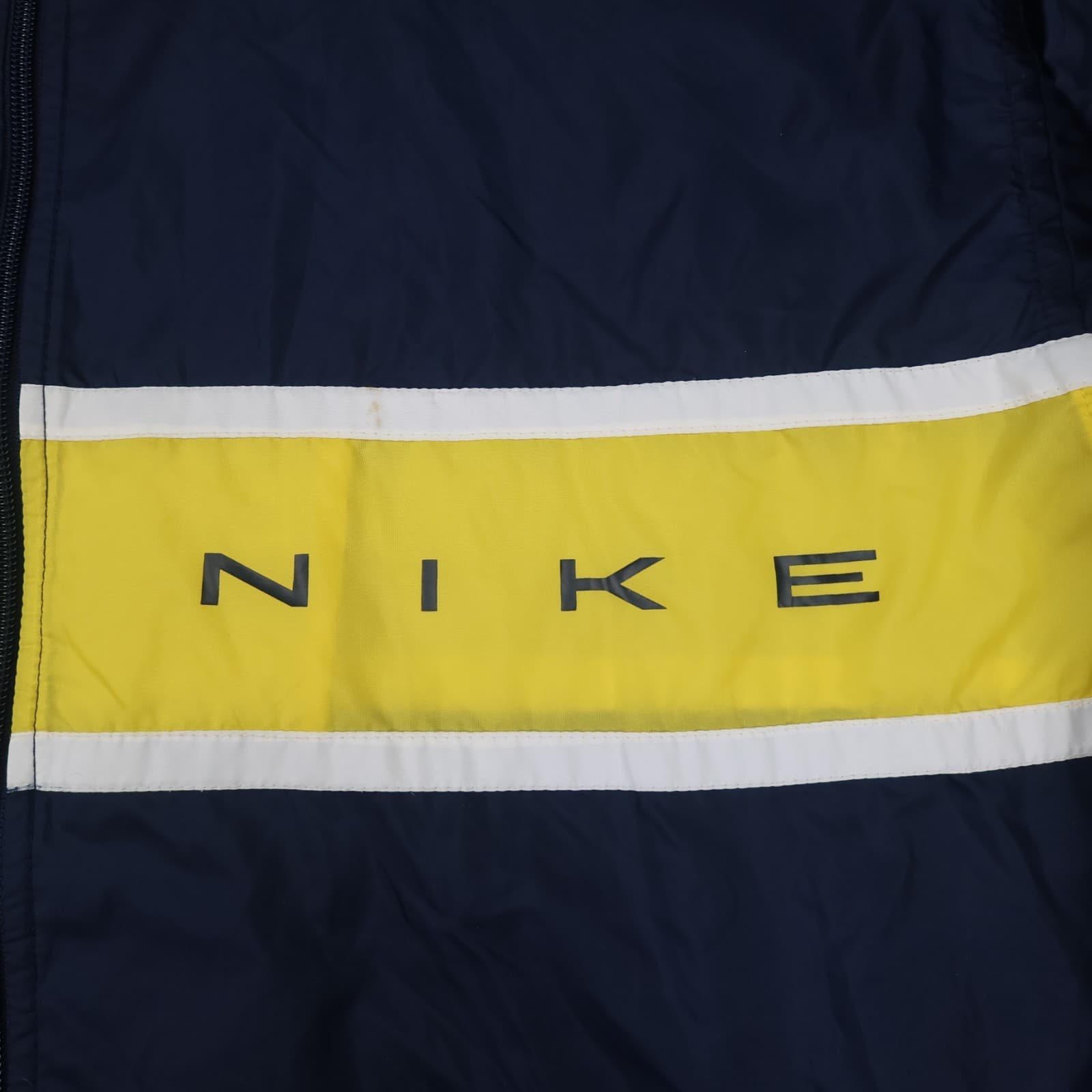 Vintage Nike Jacket Extra Large Navy Yellow Waterpoof Coat 90's Windbreaker photo 3