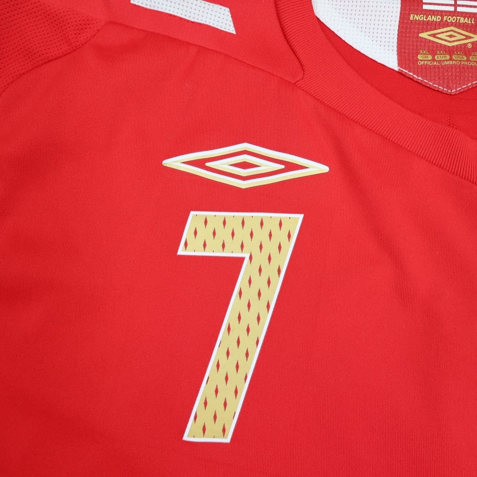 England Football Shirt 2XL Red Away Kit 2006 2007 2008 Umbro David Beckham 7 photo 4