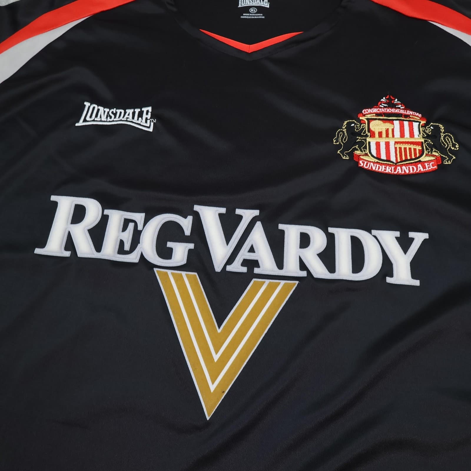 Sunderland Shirt Mens XL Black Away 2005 2006 Lonsdale Reg Vardy Soccer Jersey photo 3
