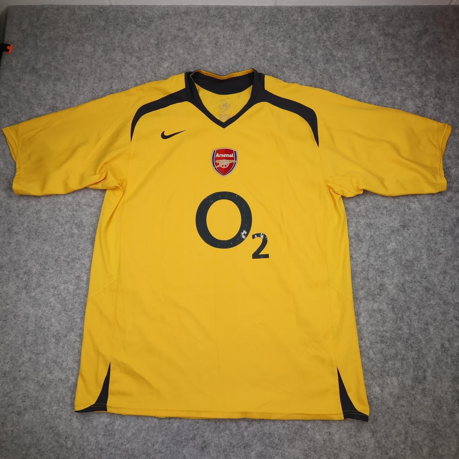 Vintage Arsenal Shirt Mens XL Yellow Away EPL Football Nike O2 Paris 06 photo 2