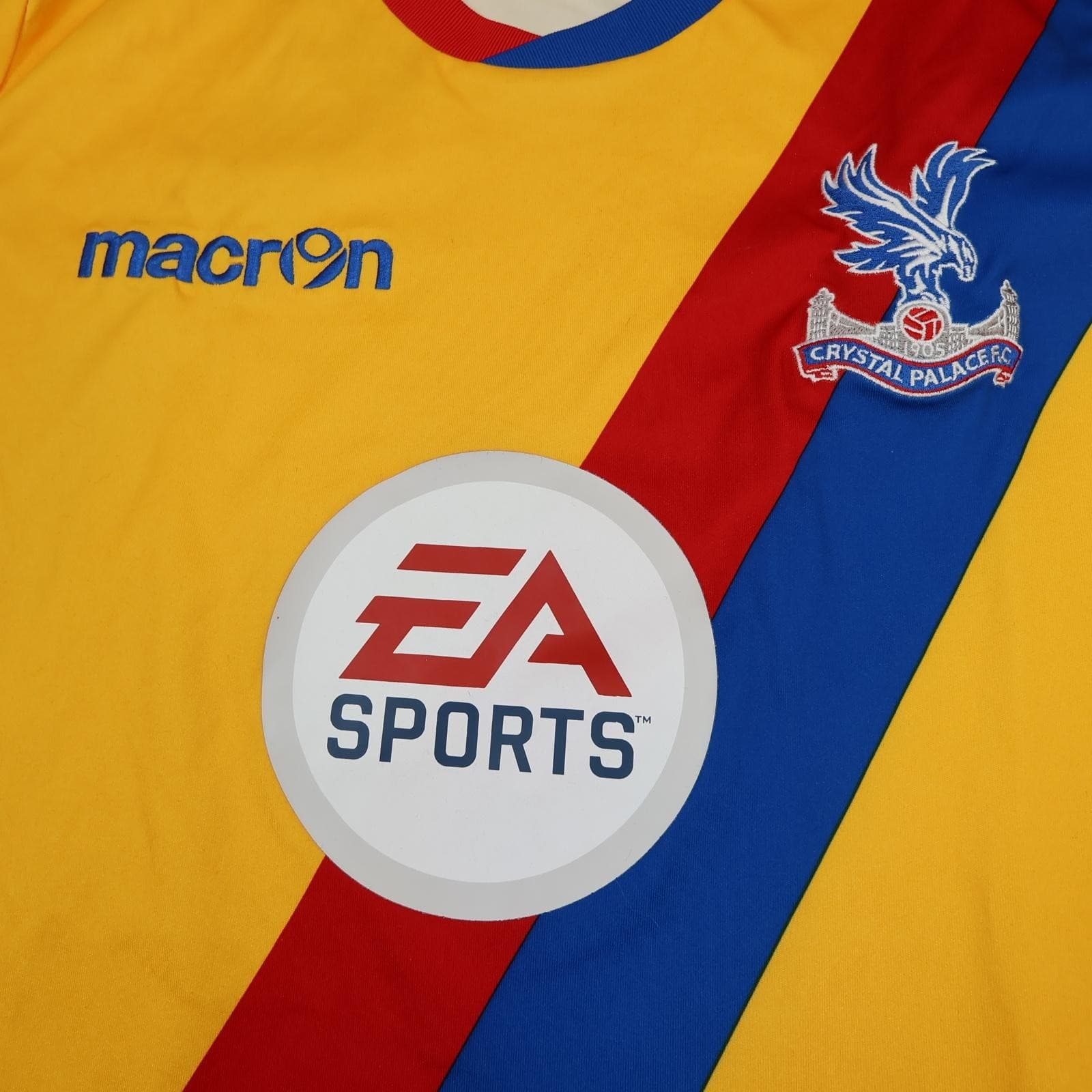 Crystal Palace Away Shirt Mens Small Yellow Football Macron EA Sports Jersey photo 2