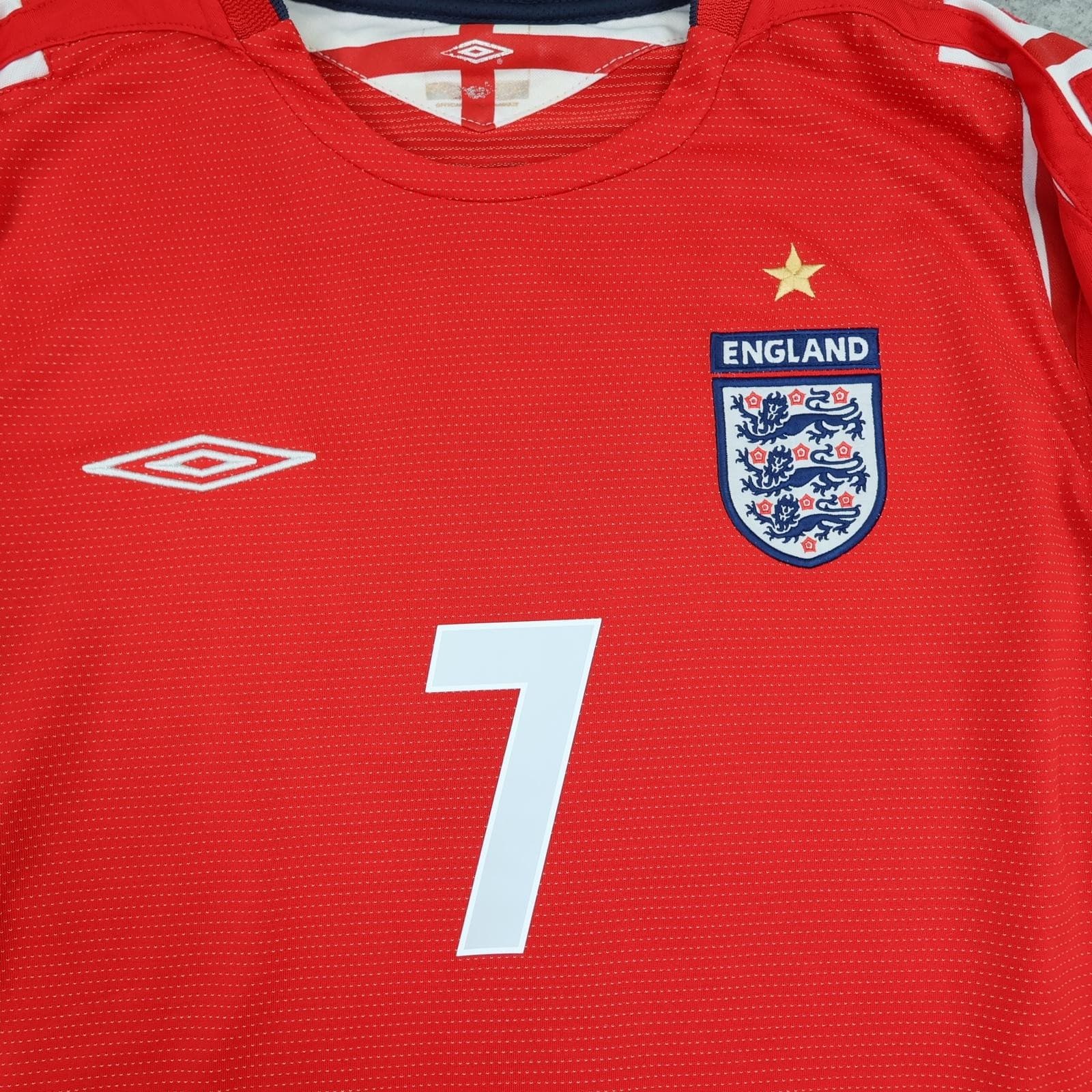 Vintage England Away Shirt Mens Medium Red 2004 2006 Football Umbro Beckham 7 photo 6