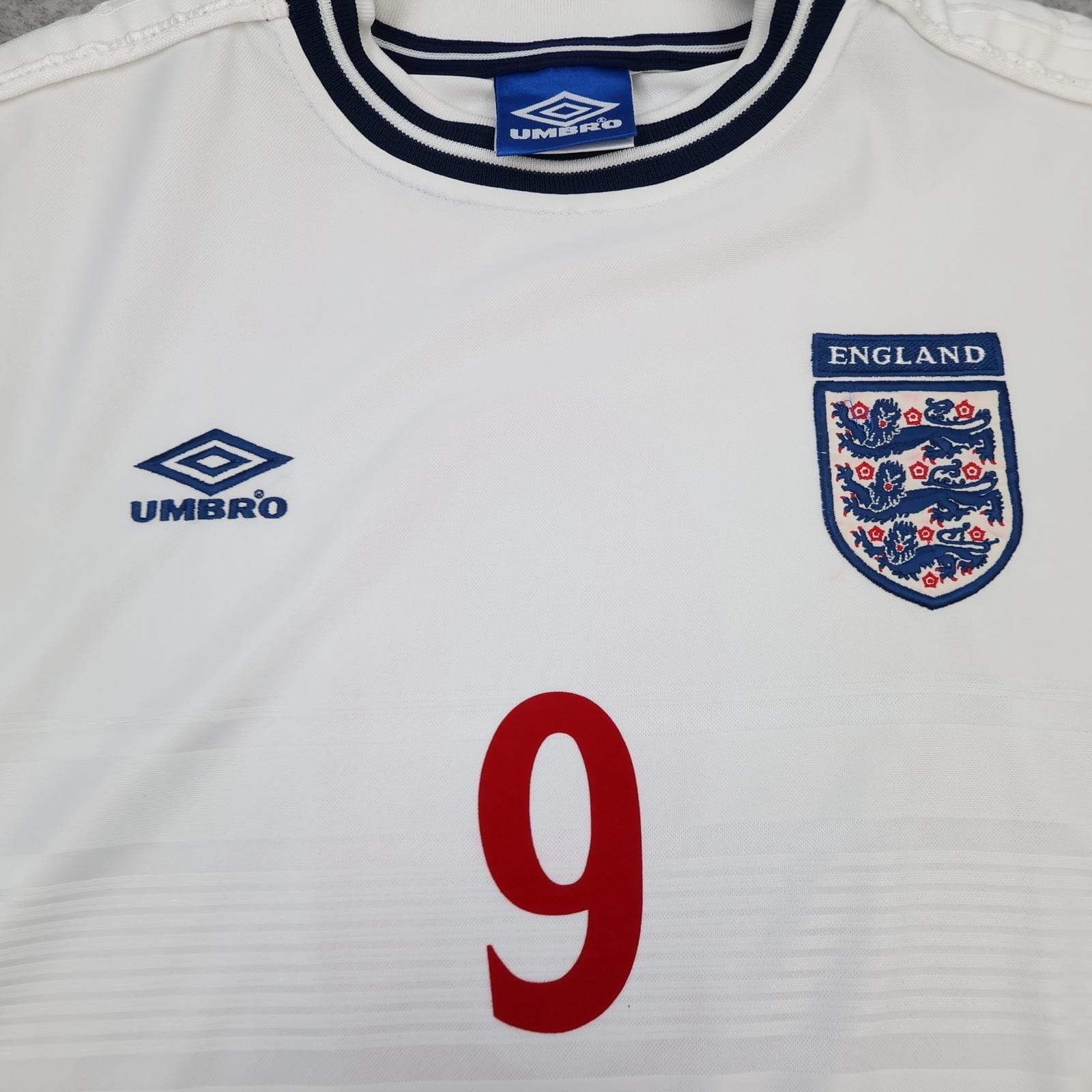 Vintage England Home Shirt Mens 2XL White 1999 2001 Football Umbro Shearer 9 photo 6