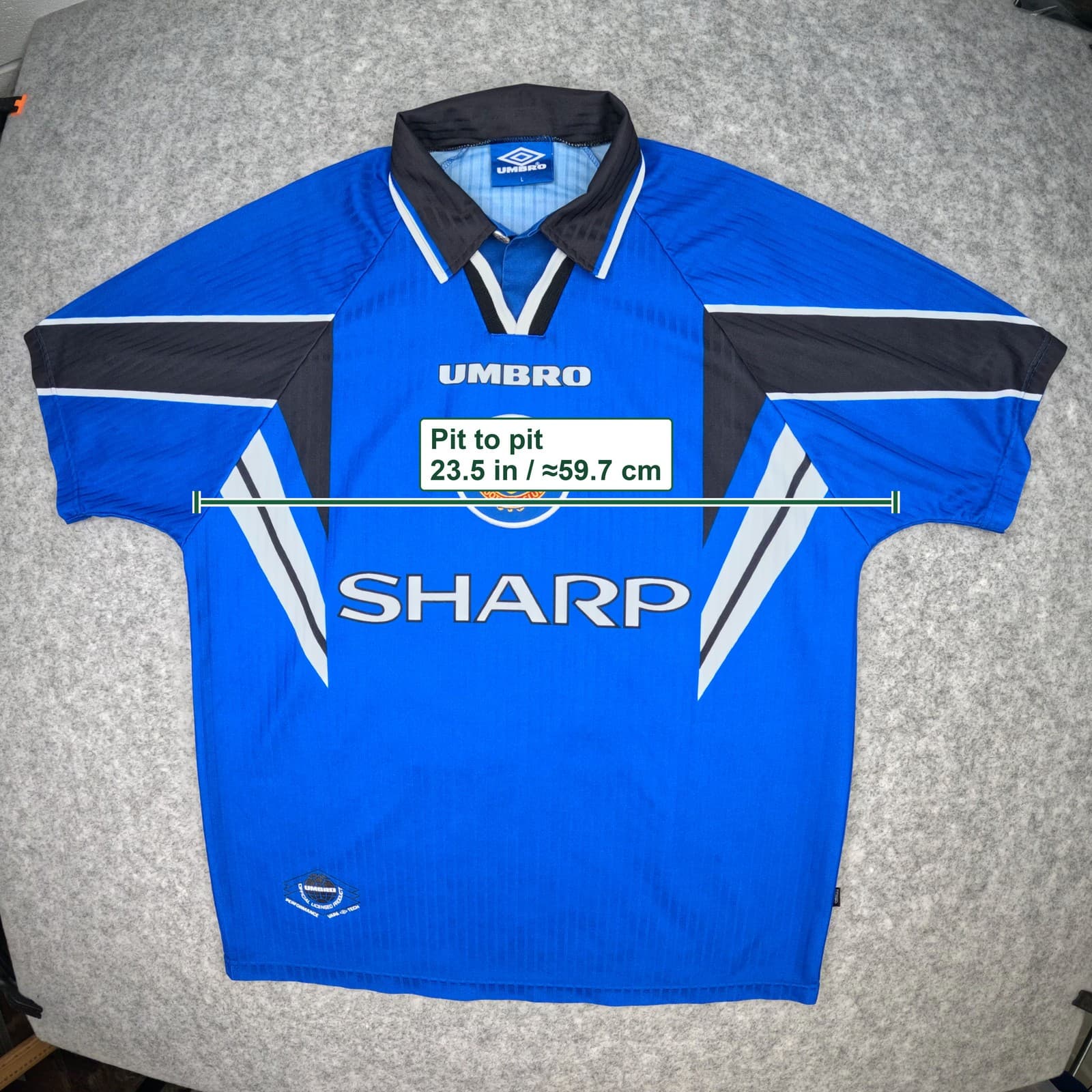 Manchester United Football Shirt Large Blue Third 1996 1998 Umbro Beckham Jersey photo 6