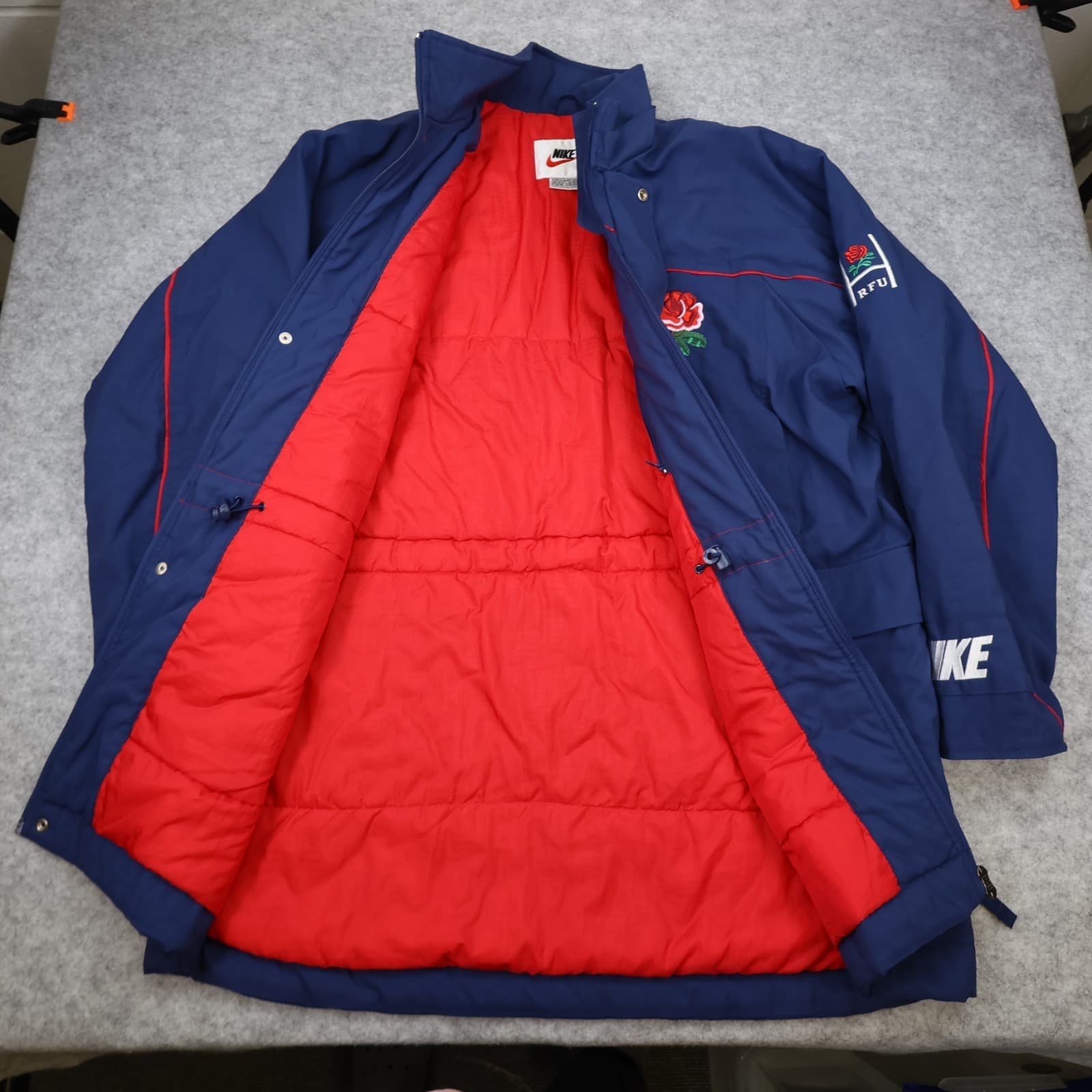 Vintage England Rugby Jacket Extra Large Navy Rain Coat Padded Nike 1998 photo 2