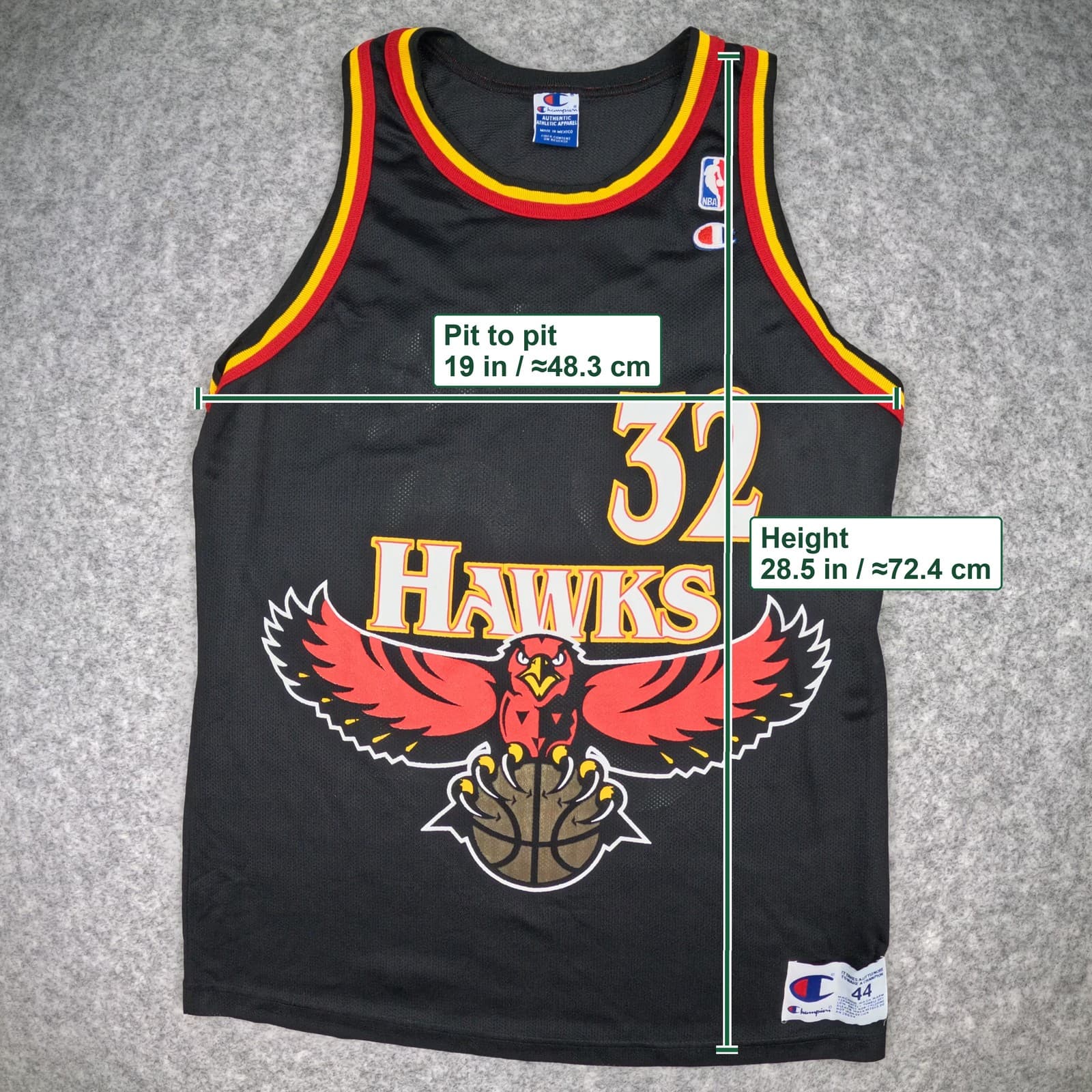 Atlanta Hawks Jersey Medium 44 Black Champion Laettner 32 Sleeveless Basketball photo 5