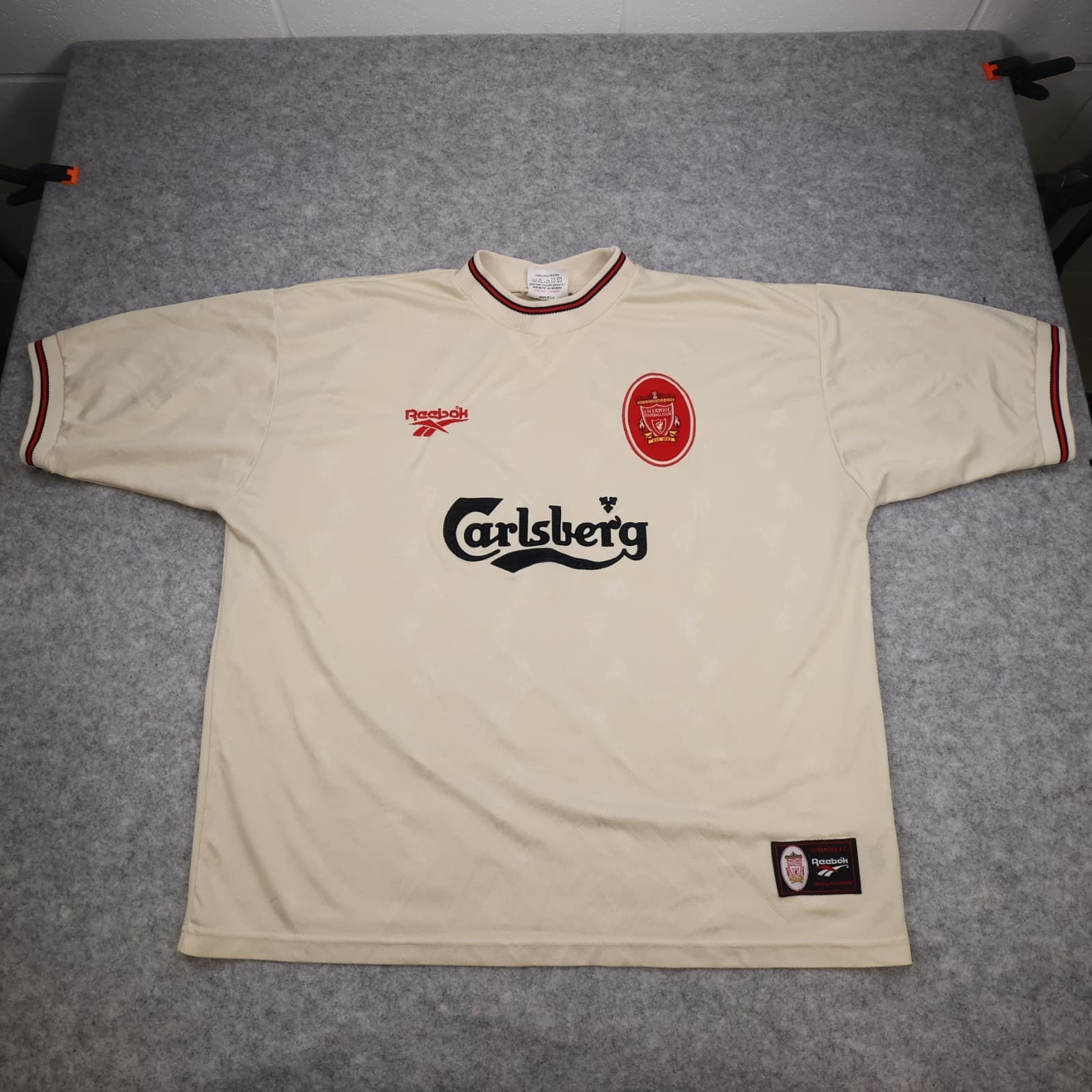 Vintage Liverpool Shirt 2XL Beige Away Kit 1996 1997 Reebok Jersey 50/52