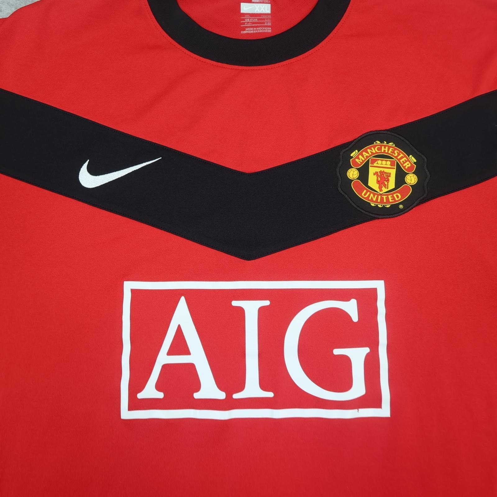 Manchester United Shirt Mens 2XL Red Home 2009 2010 EPL Soccer Nike AIG Jersey photo 5