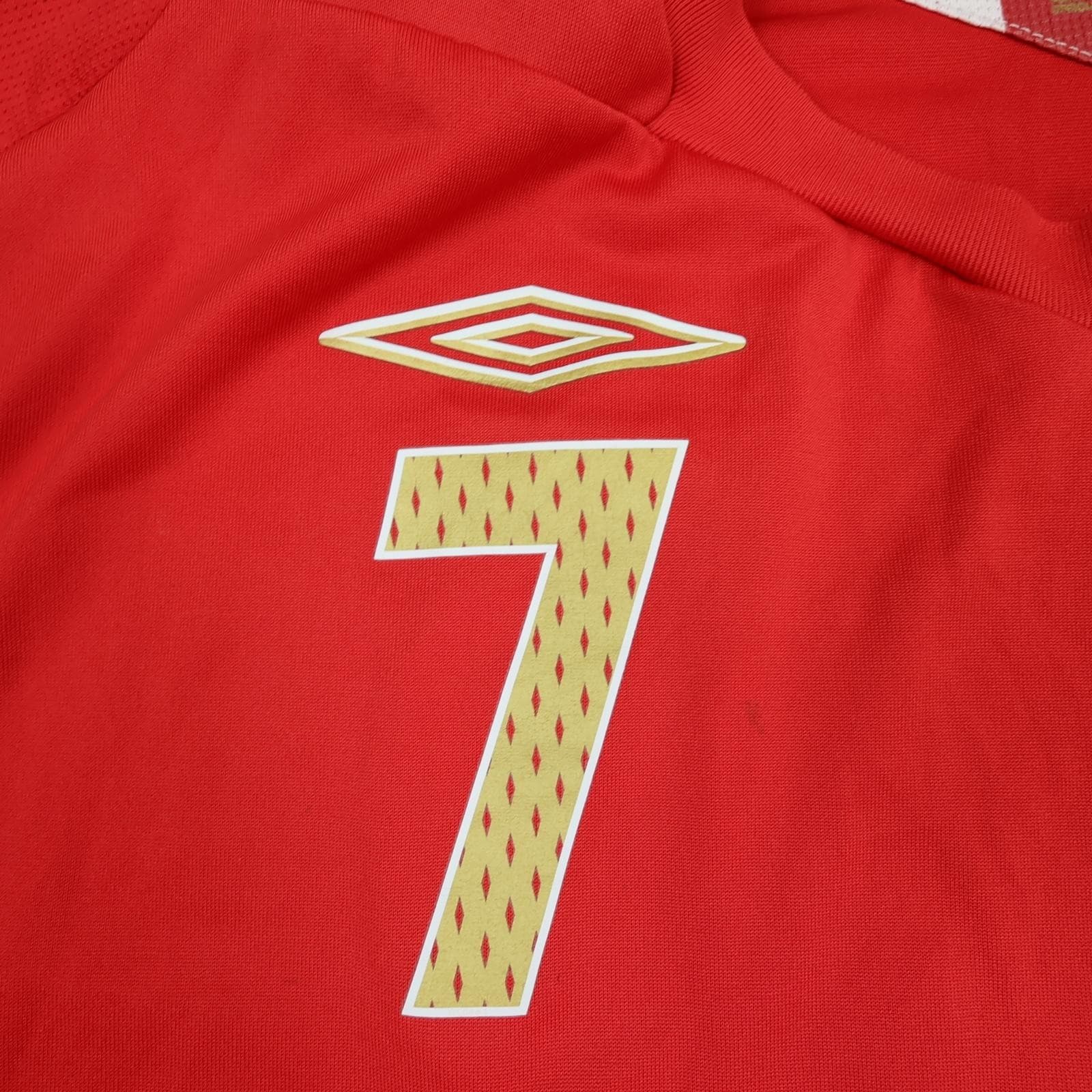 England Away Shirt Mens 2XL Red 2006 2008 Football Umbro Beckham 7 Jersey photo 8