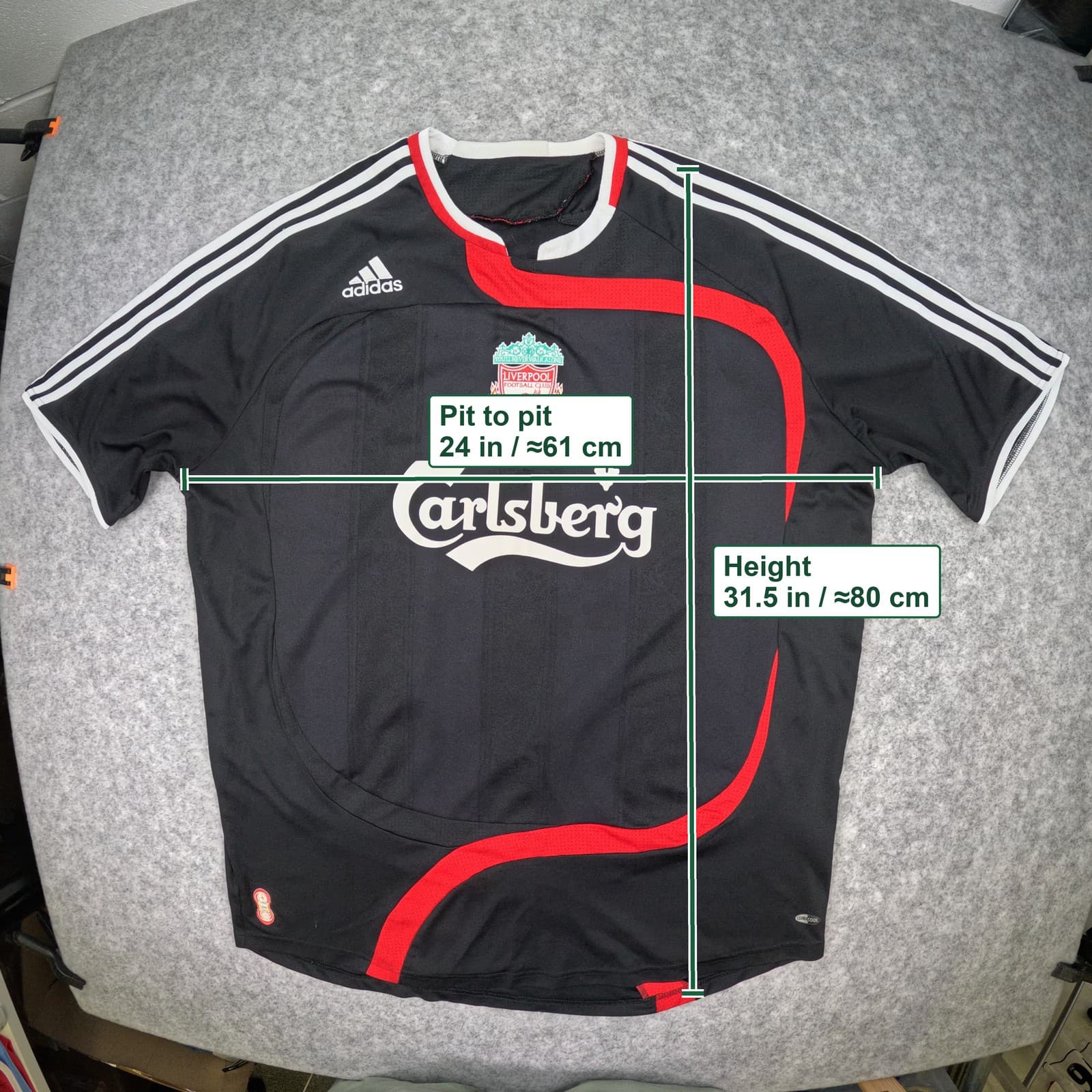 Liverpool Football Shirt 2007 2008 Extra Large Third Kit Adidas Soccer Jersey photo 3
