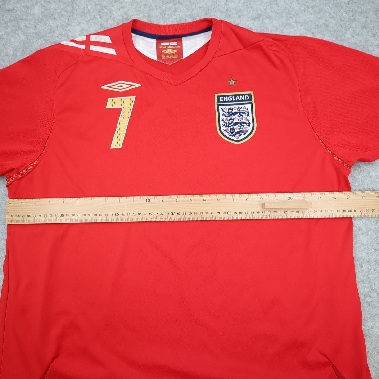 England Football Shirt 2XL Red Away Kit 2006 2007 2008 Umbro David Beckham 7 photo 9