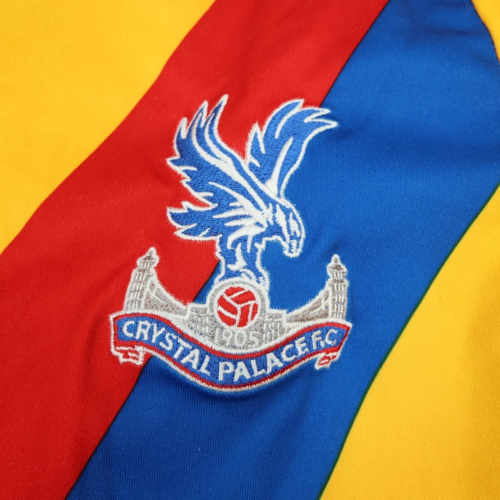 Crystal Palace Away Shirt Mens Small Yellow Football Macron EA Sports Jersey photo 3
