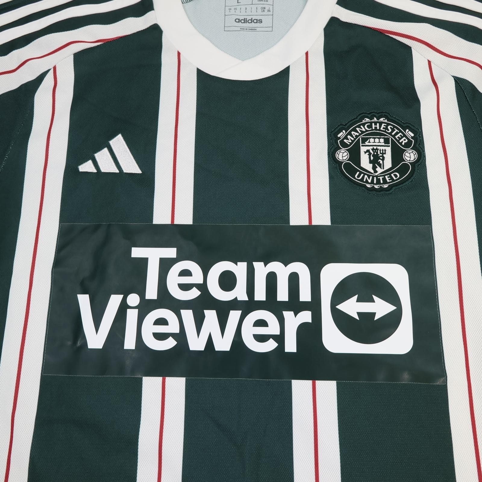 Manchester United Shirt Mens Large Green 2023 2024 Adidas Soccer Jersey photo 3