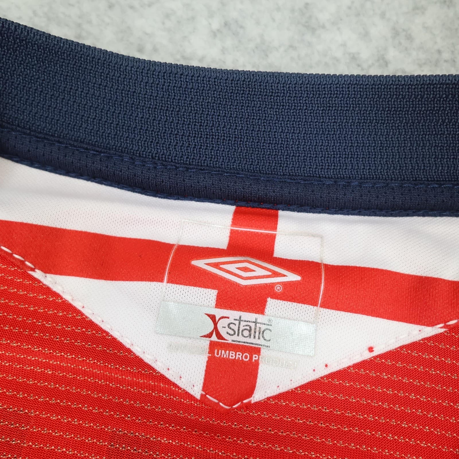 England Away Shirt Mens 2XL Red 2004 2006 Football Umbro Beckham 7 Soccer Jersey photo 6