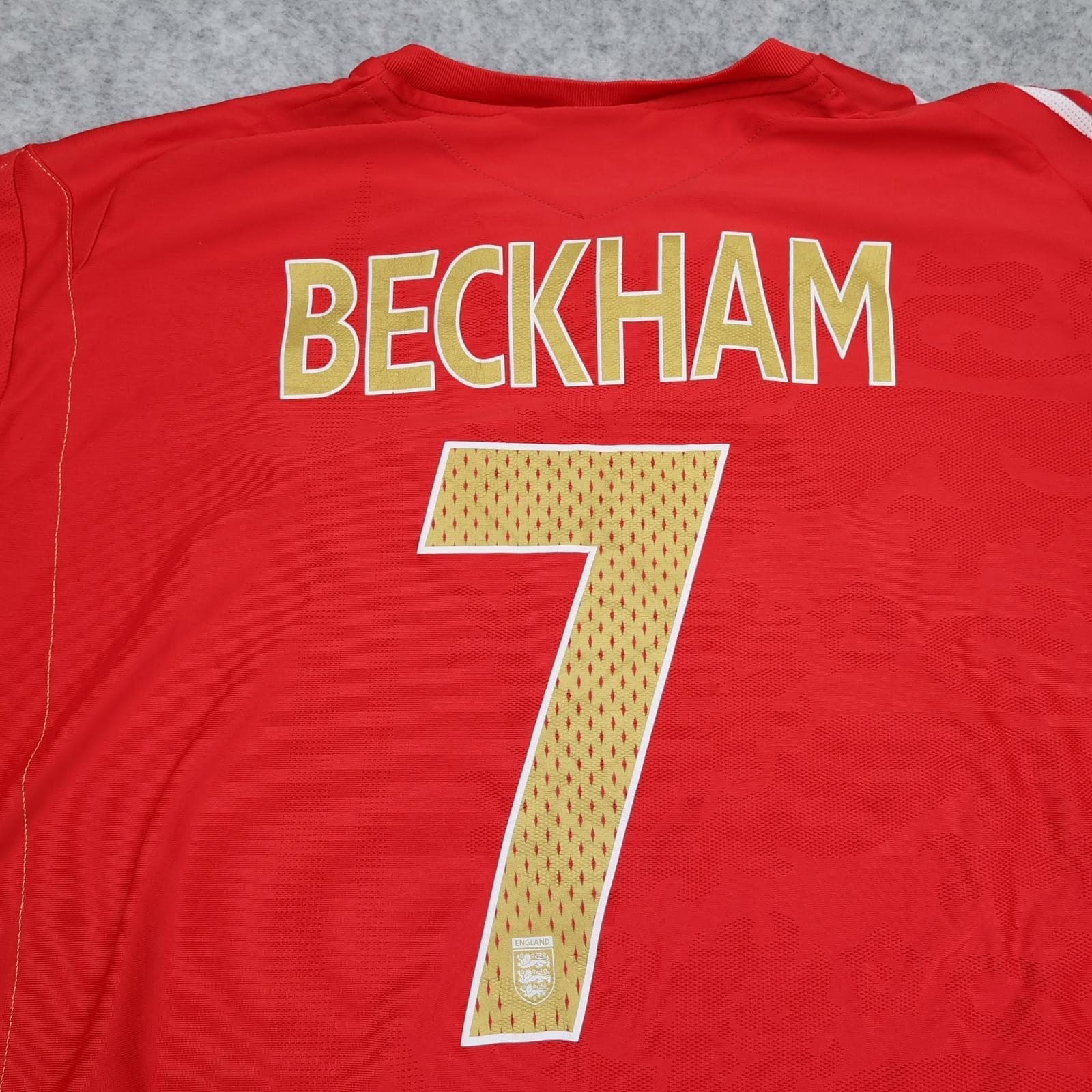 England Away Shirt Mens 2XL Red 2006 2008 Football Umbro Beckham 7 Jersey photo 3