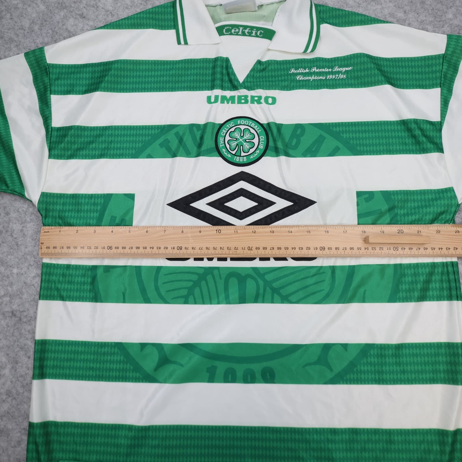 Celtic Football Shirt Extra Large Green Striped Home Kit 1997 1998 Umbro Jersey photo 12