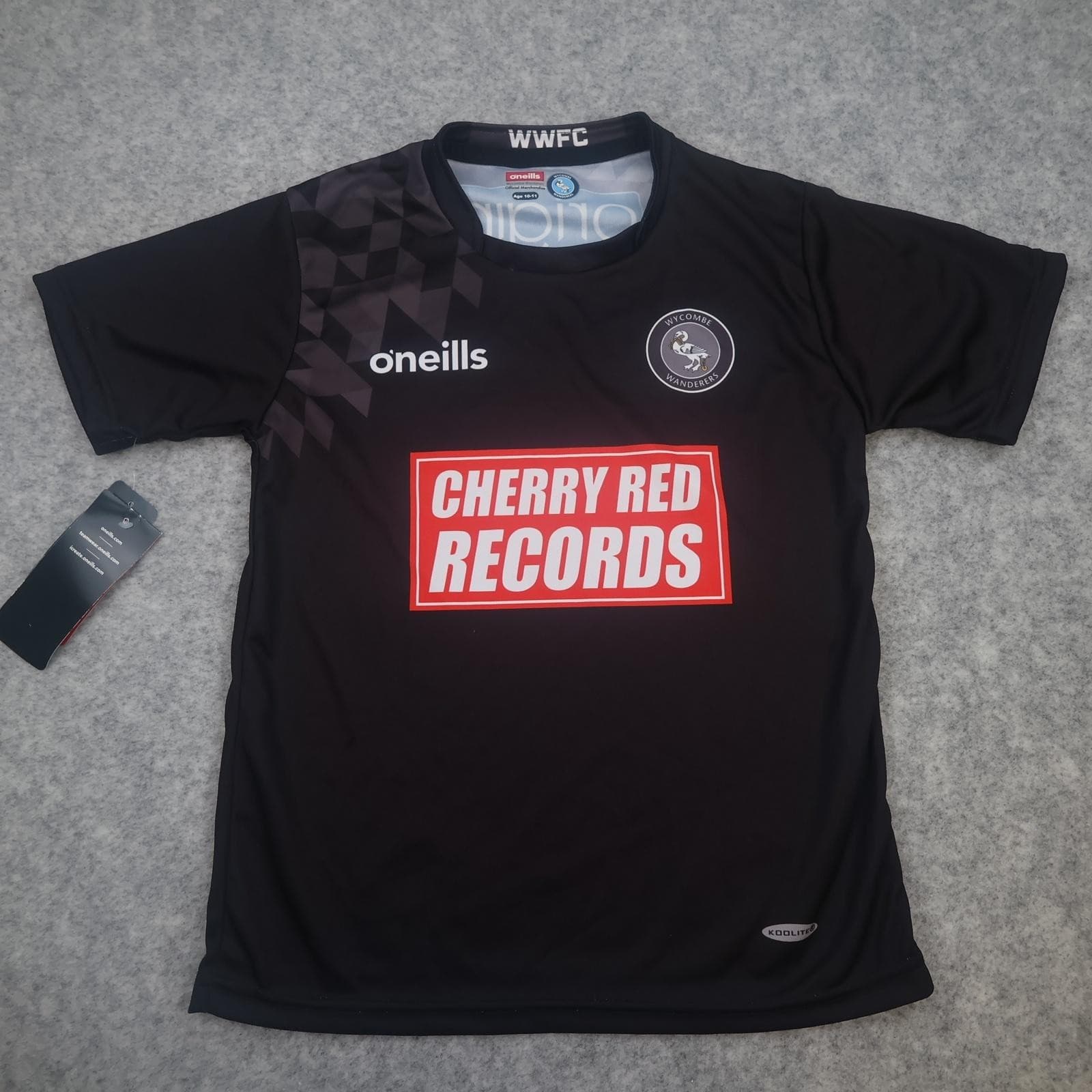 Wycombe Wanderers Shirt Youth 10-11 Years Black O'Neills Cherry Red Records