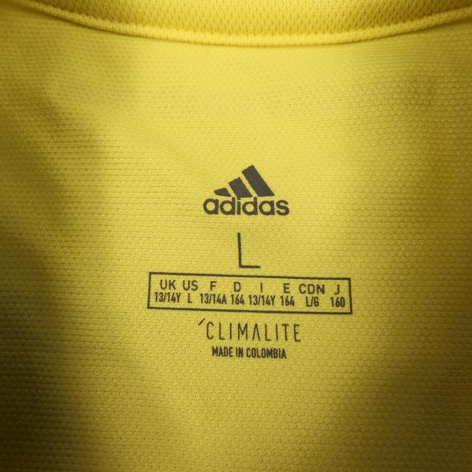 Colombia Home Shirt Kids 13-14 Years Yellow 2018 Soccer Jersey Adidas Climalite photo 5