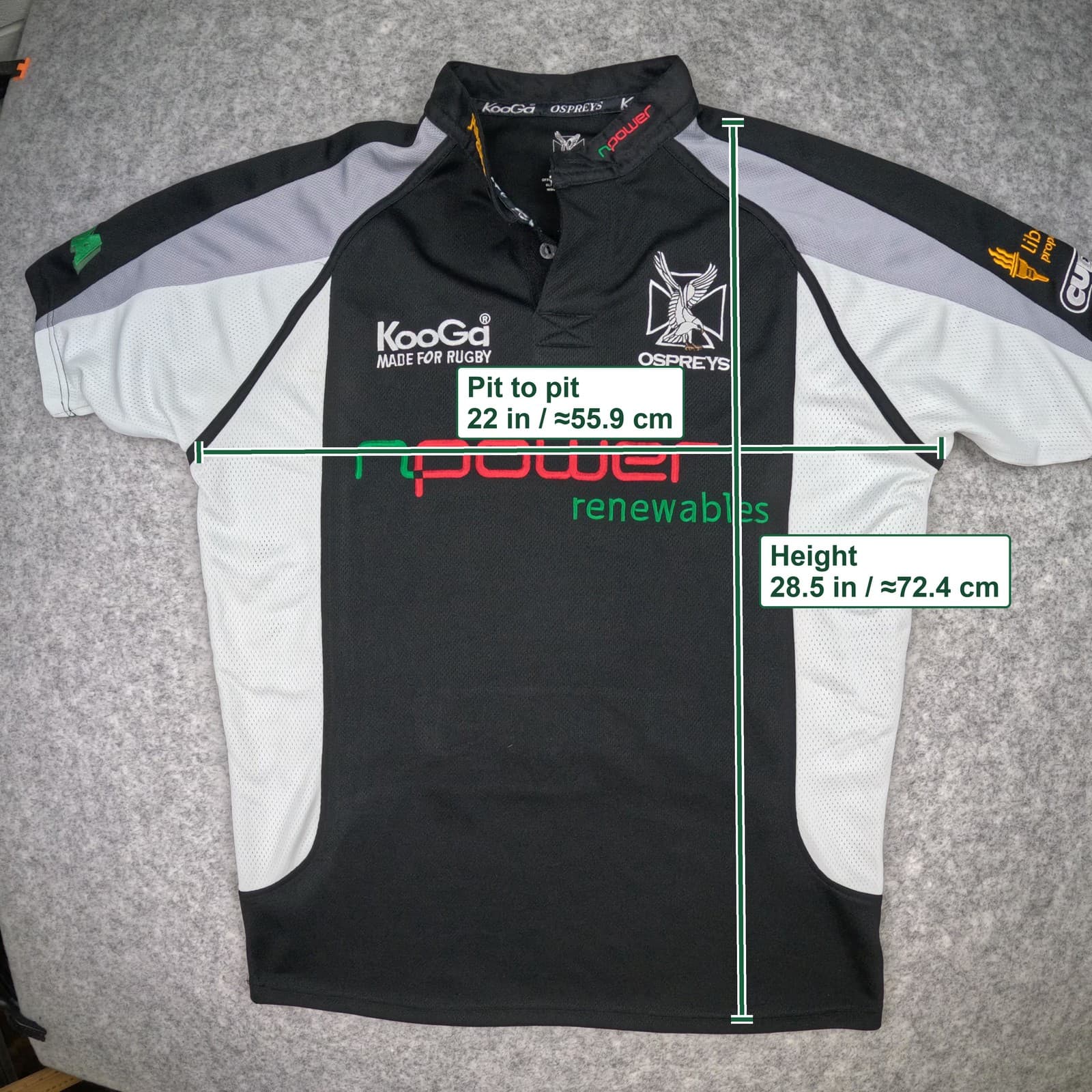 Ospreys Rugby Shirt Medium Black Home 2005-06 KooGa Rugby Union photo 4