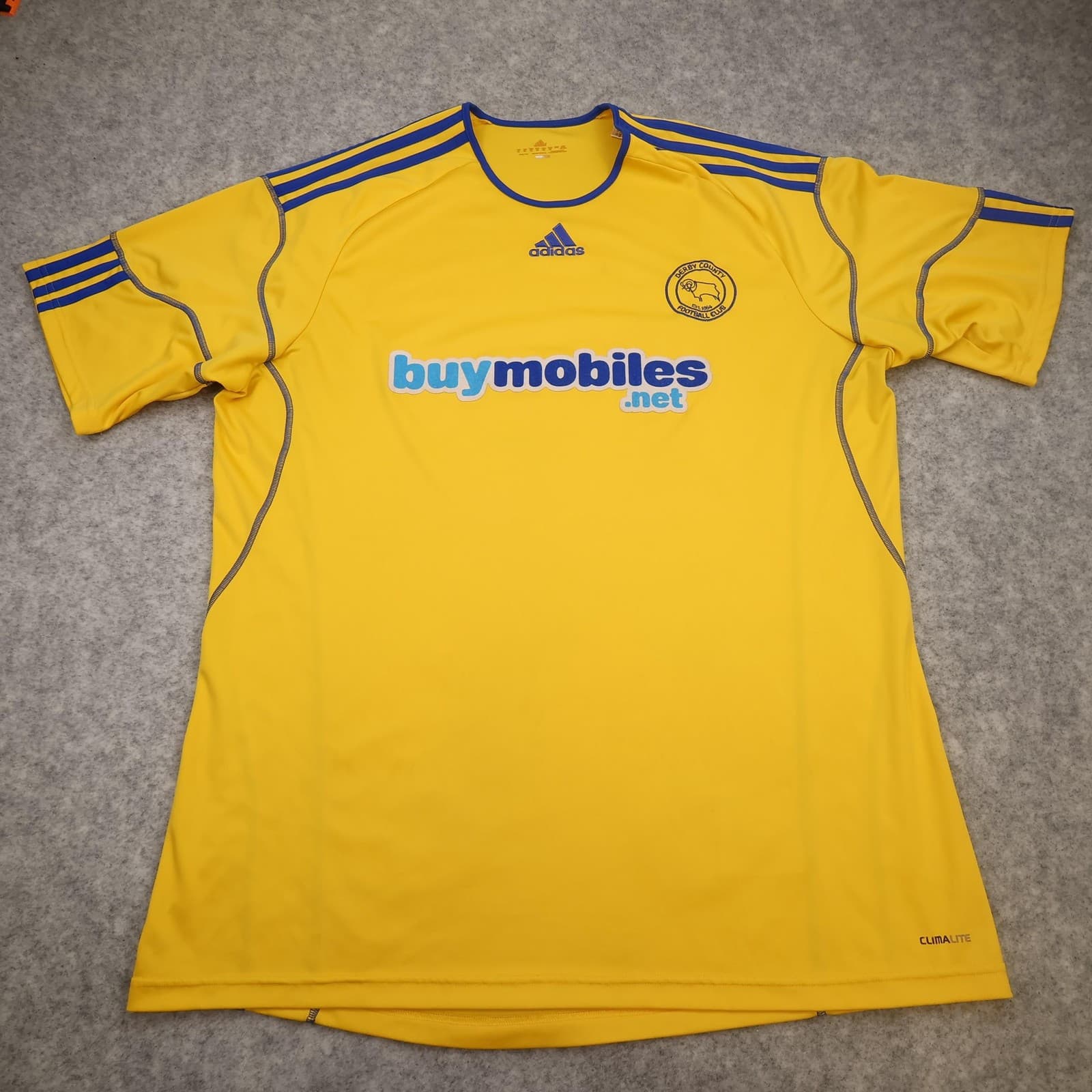Derby County Shirt Mens 2XL Yellow Away 2010 2011 Football Adidas Buymobiles