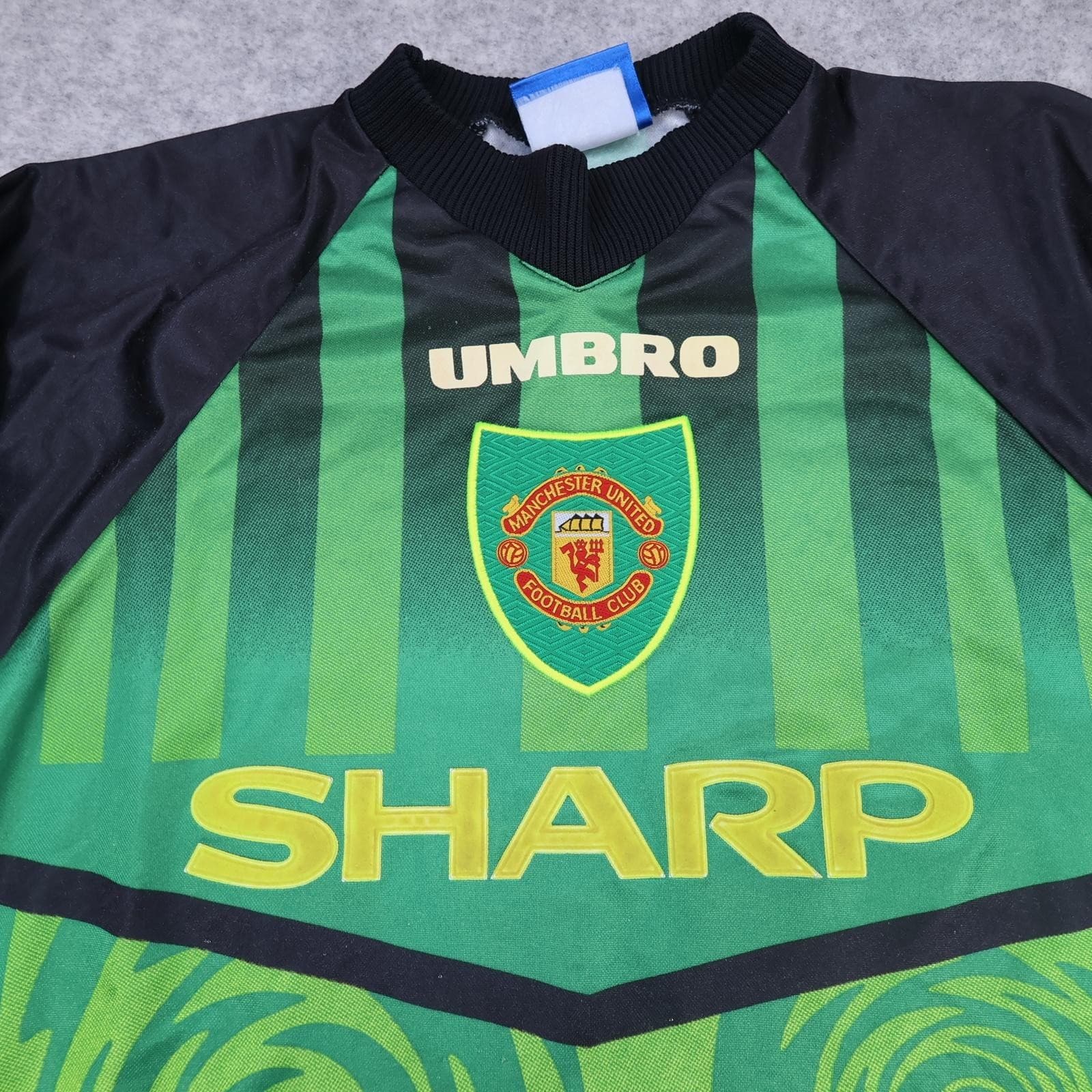 Vintage Manchester United Shirt Mens Medium Green Goalkeeper Umbro Sharp 1997 98 photo 3