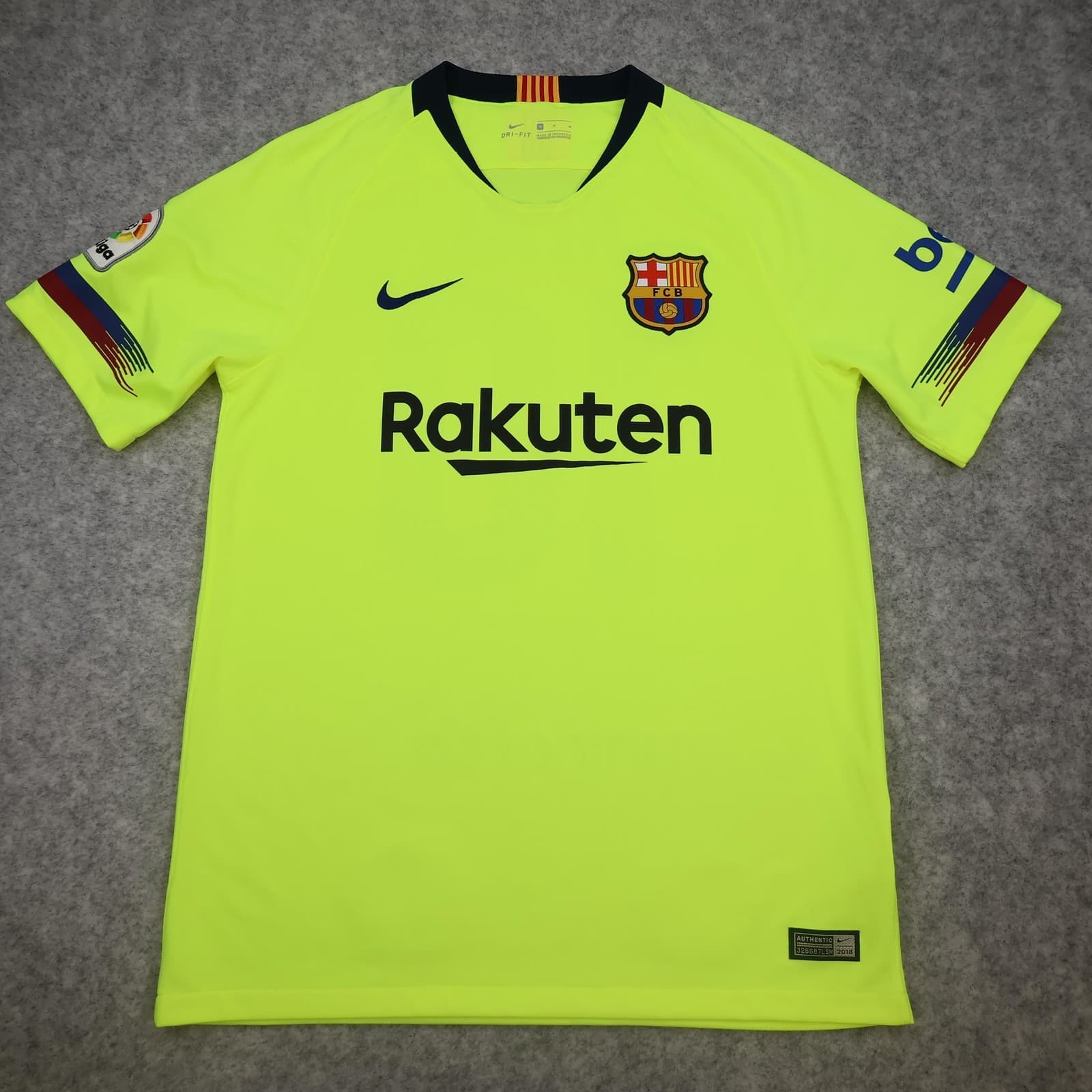 Barcelona Away Shirt Mens Medium Yellow 2018 2019 Football Nike Messi 10 Jersey photo 2
