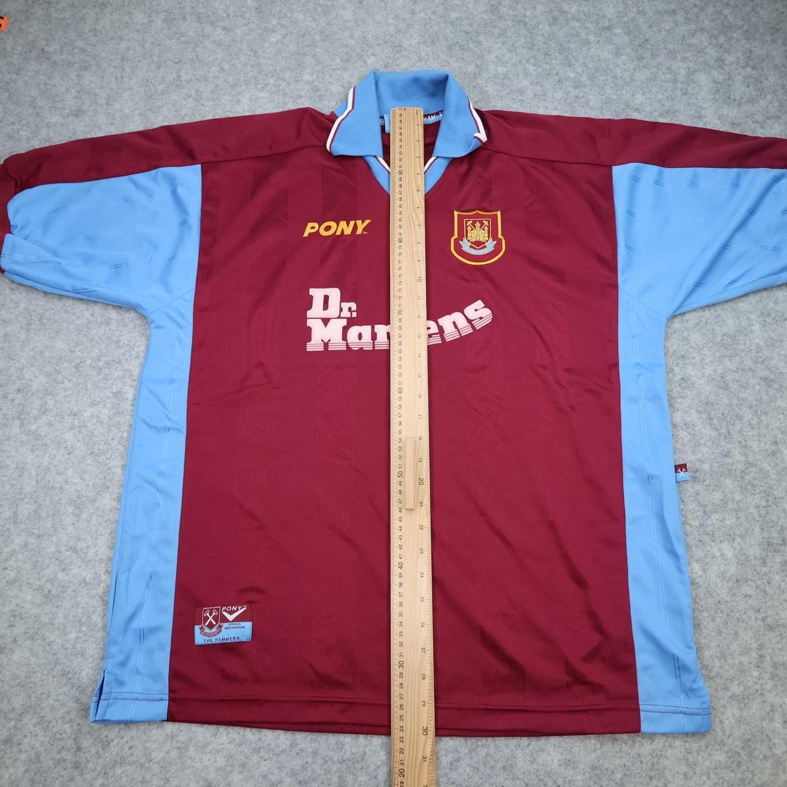 Vintage West Ham United Shirt Mens XL Red Home 1998 1999 Pony Dr Martens Jersey photo 14