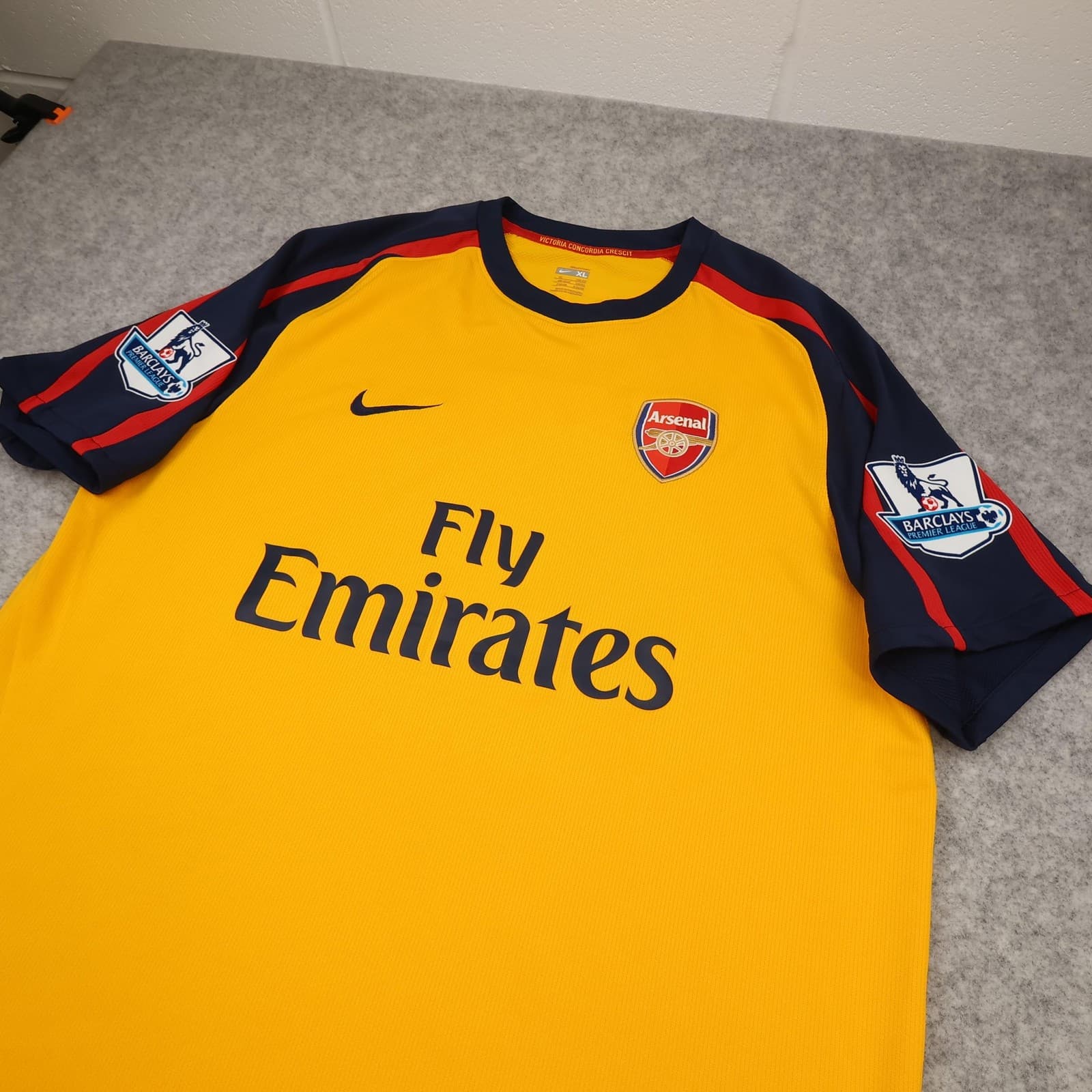 Arsenal Away Shirt Mens XL Yellow 2008 2009 Nike Rosicky 7 Soccer Jersey photo 8