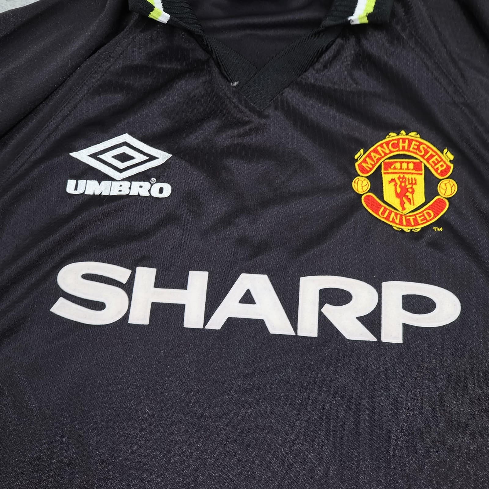 Vintage Manchester United Shirt 2XL Black Away Umbro 1998 1999 Keane Jersey photo 3