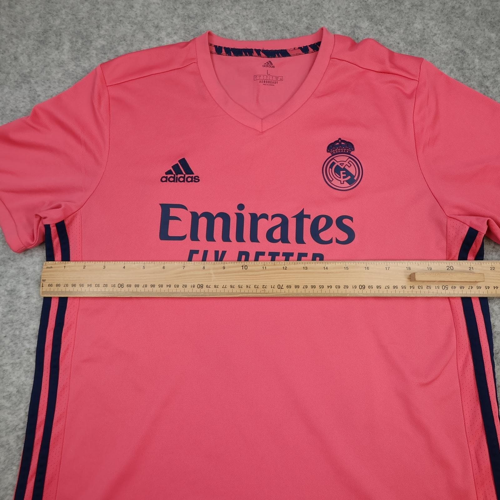 Real Madrid Shirt Mens Large Pink Away 2020 2021 Football Adidas Benzema 9 photo 10