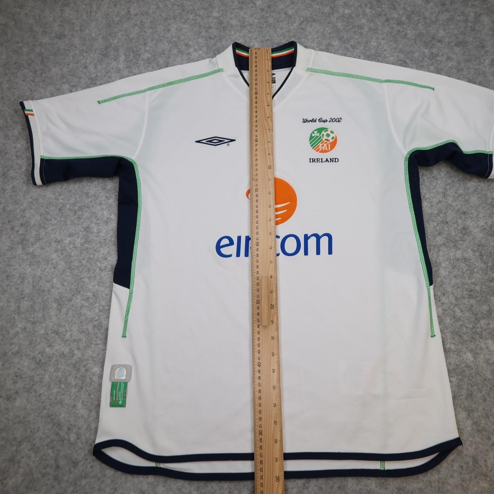 Vintage Ireland Away Shirt Mens Large White 2002 Football Umbro Eircom Jersey photo 12
