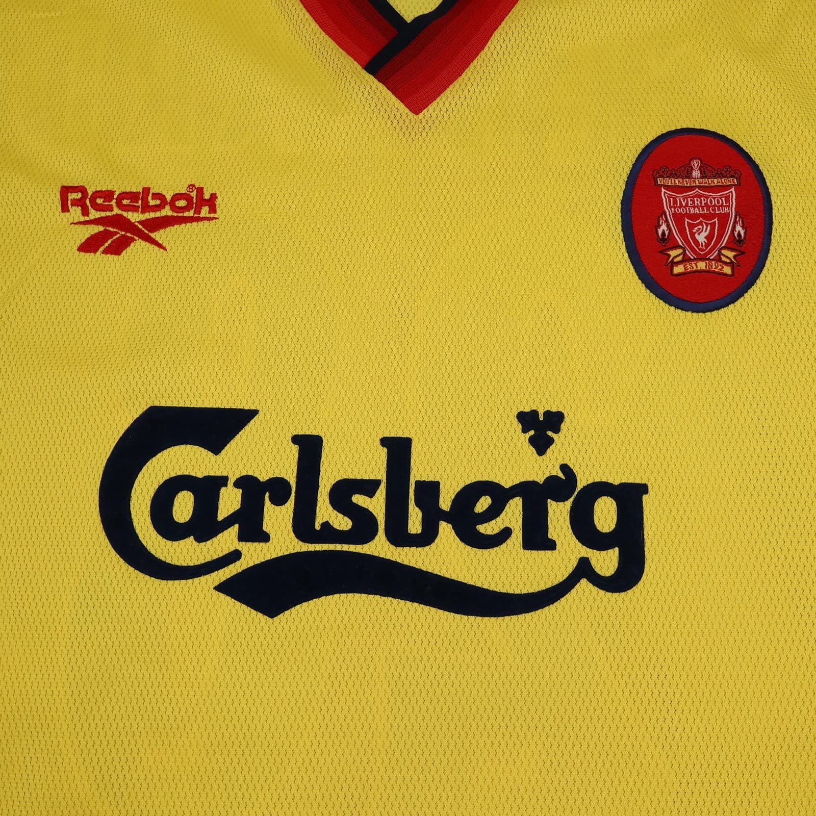 Vintage Liverpool Away Shirt Mens Large 1997 1999 Yellow Reebok Gerrard Jersey photo 3