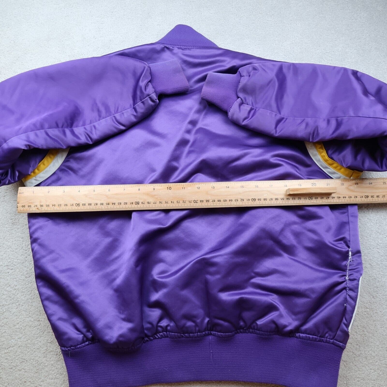 Vintage Los Angeles Lakers Jacket Medium Starter 80s NBA Varsity Purple Satin photo 10