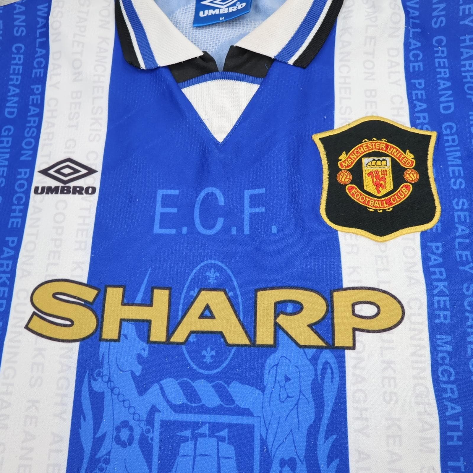 Vintage Manchester United Shirt Mens Medium Blue 3rd Football Umbro Sharp 90s photo 2