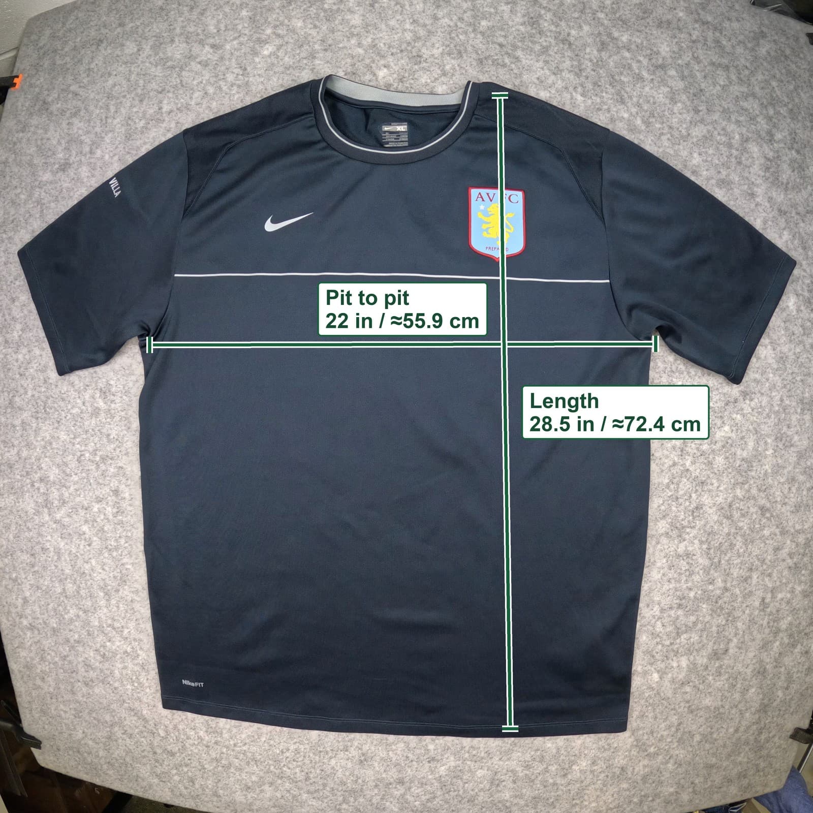 Aston Villa Football Shirt Extra Large Navy Blue Nike 2008 2009 Training Jersey photo 3