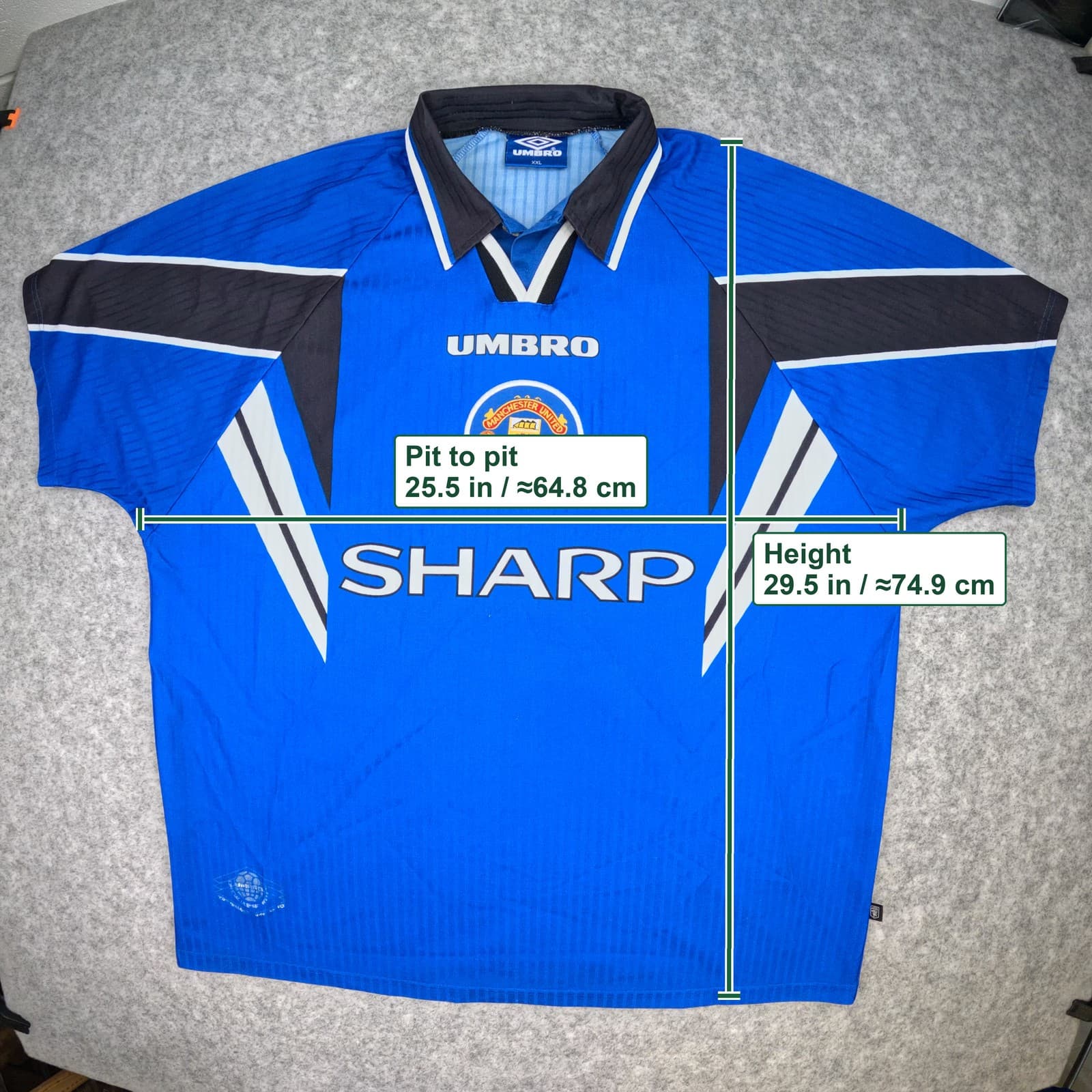 Manchester United Football Shirt Third 1996 98 Umbro Cantona 7 Soccer Jersey photo 3