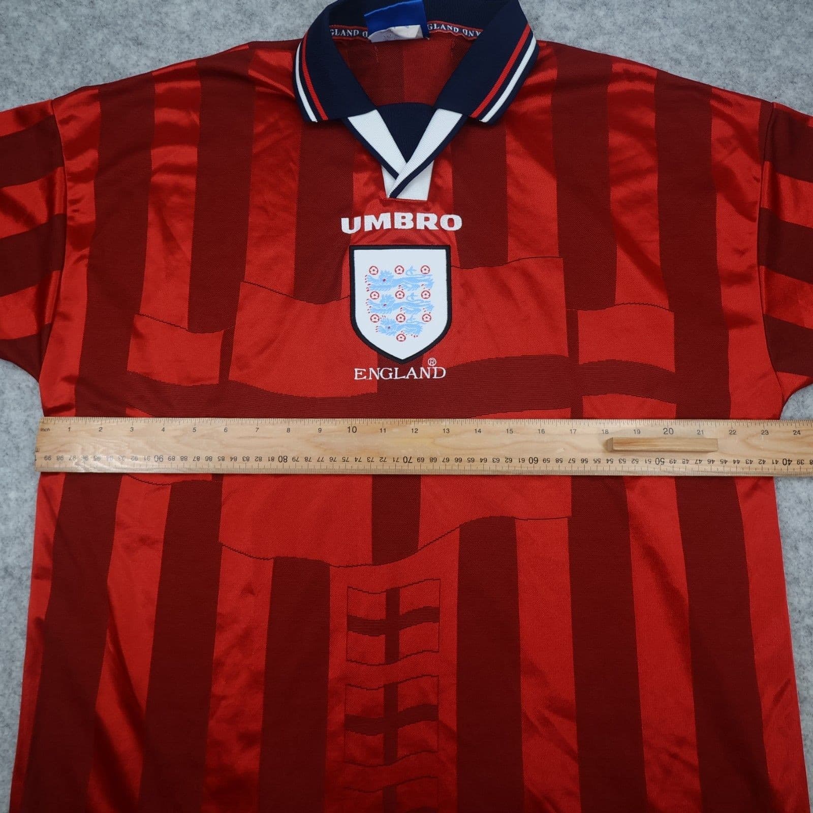 Vintage England Football Shirt Extra Large Red Away Kit Umbro 1997 1999 Jersey photo 7