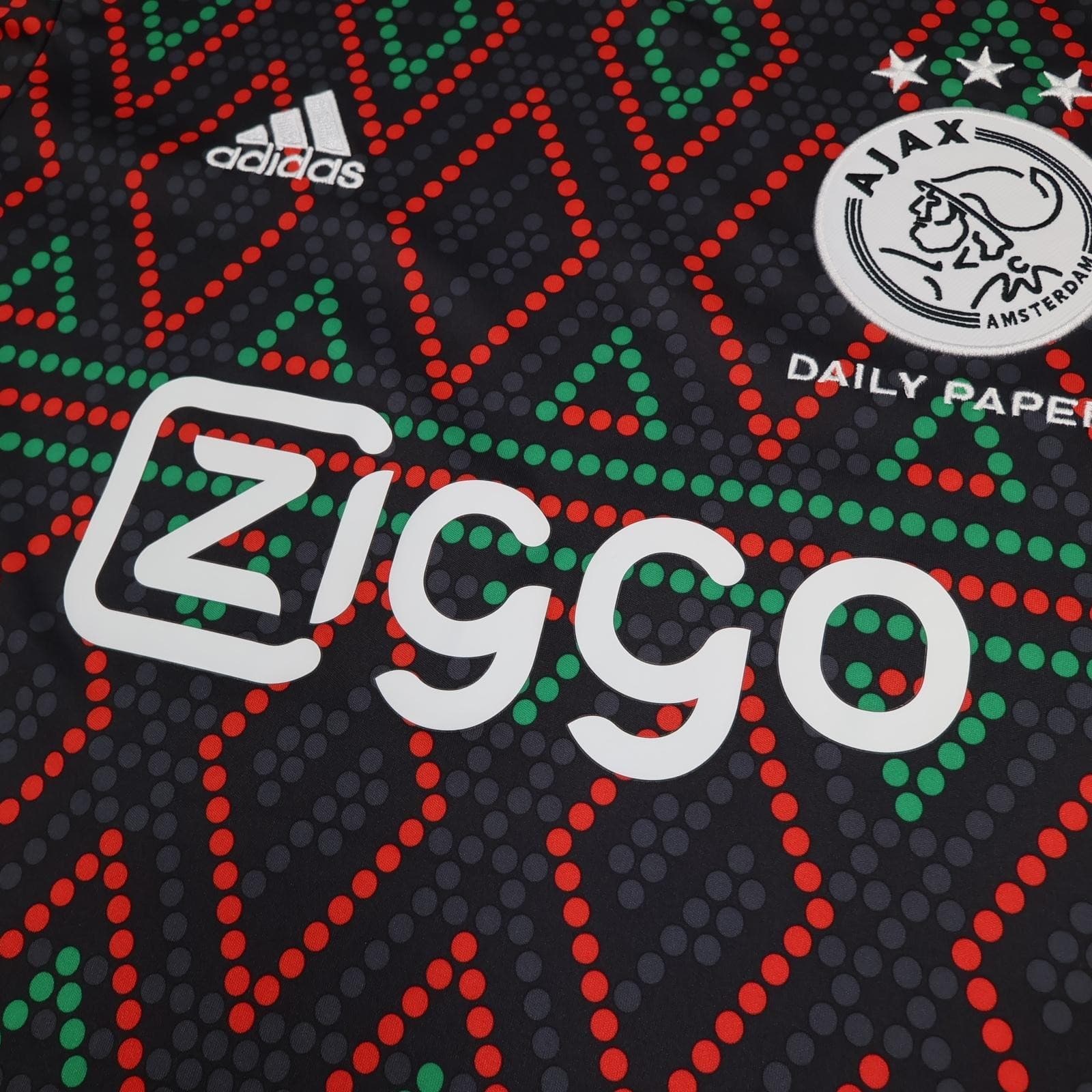 Ajax Shirt Mens Medium Black Daily Paper 2022 2023 Football Adidas Ziggo Jersey photo 5