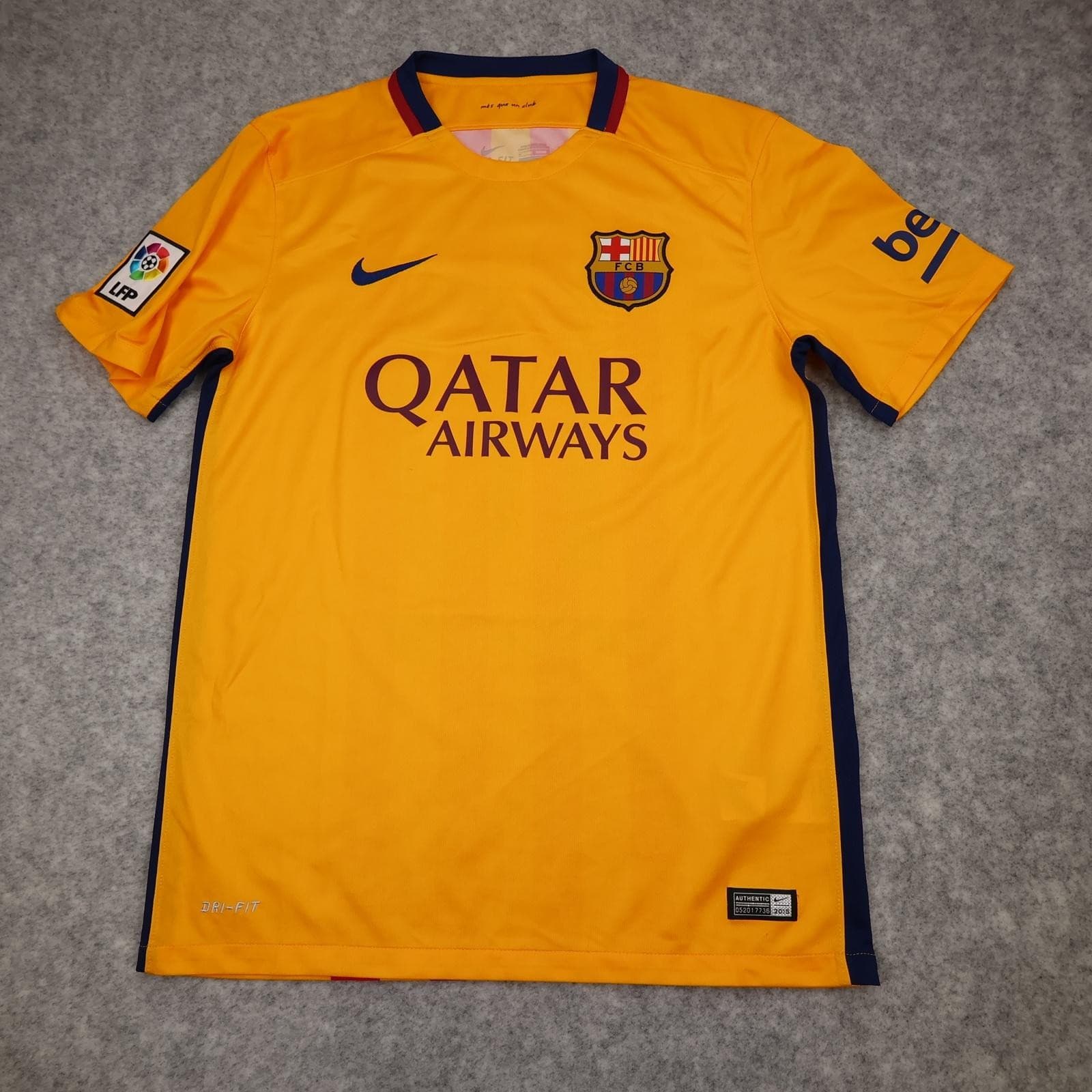Barcelona Shirt Mens Medium Yellow Away 2015 2016 Football Nike Messi 10 photo 2