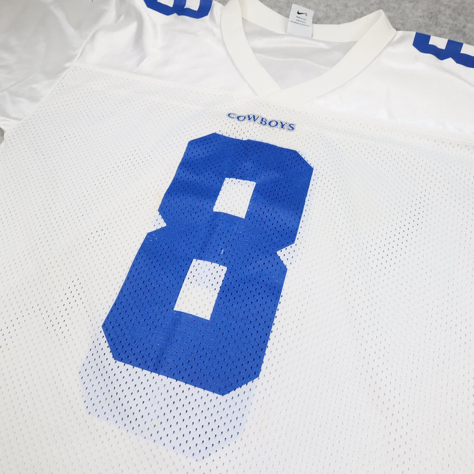 Dallas Cowboys American Football Jersey Mens Large White Nike Troy Aikman 8 photo 2
