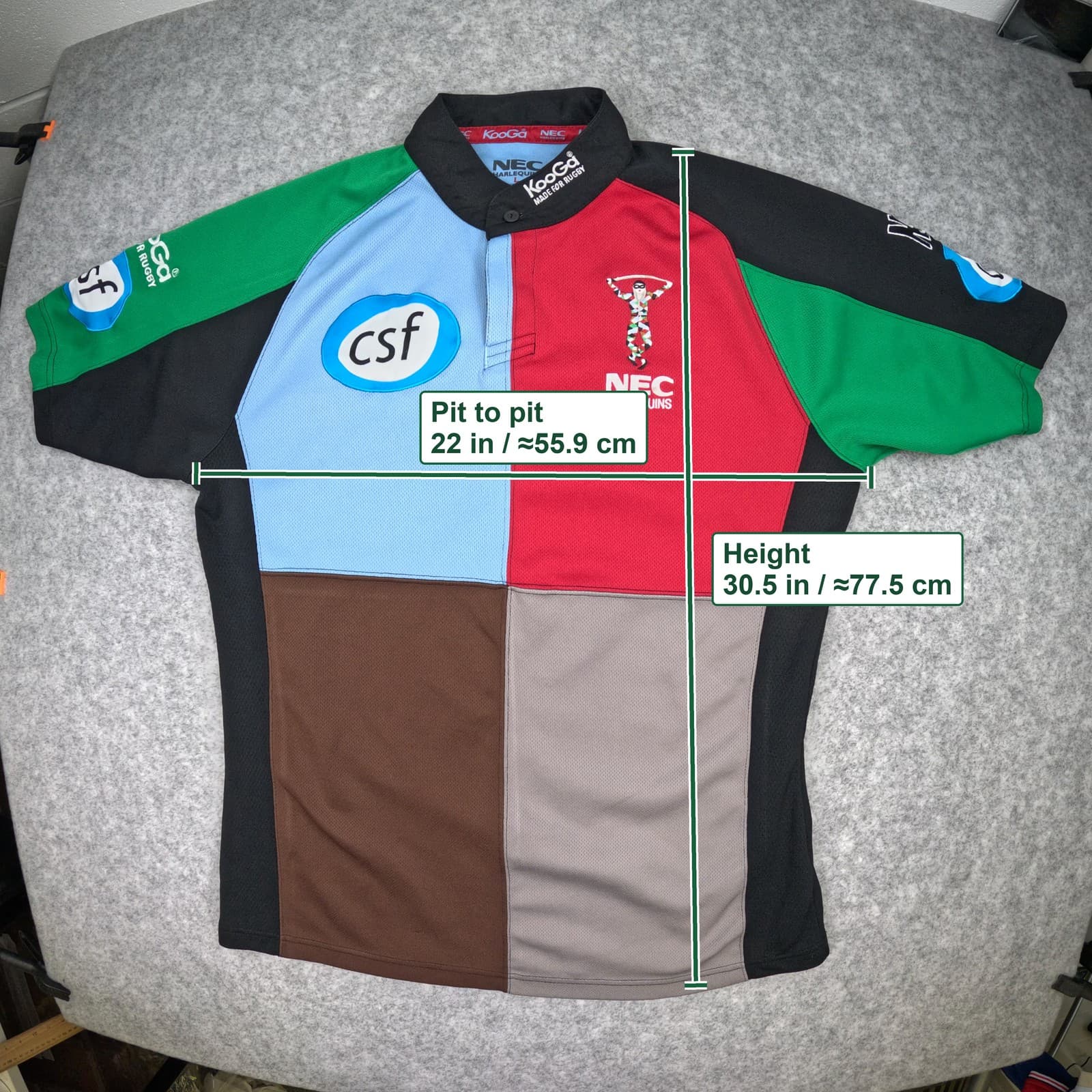 Harlequins Rugby Shirt Large 2003 2004 Multicoloured KooGa Short Sleeve Button photo 5