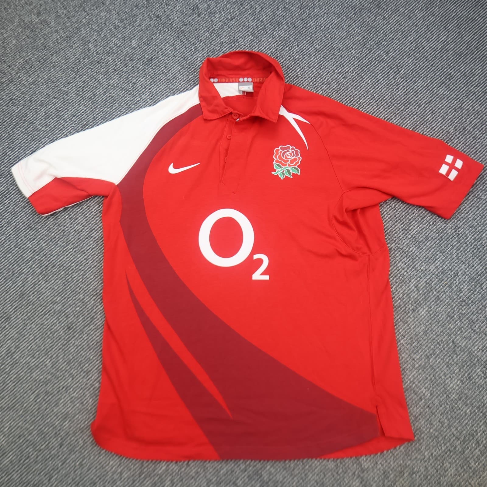 England Rugby Shirt Extra Large Red Away Kit 2007 2008 Nike Jersey O2