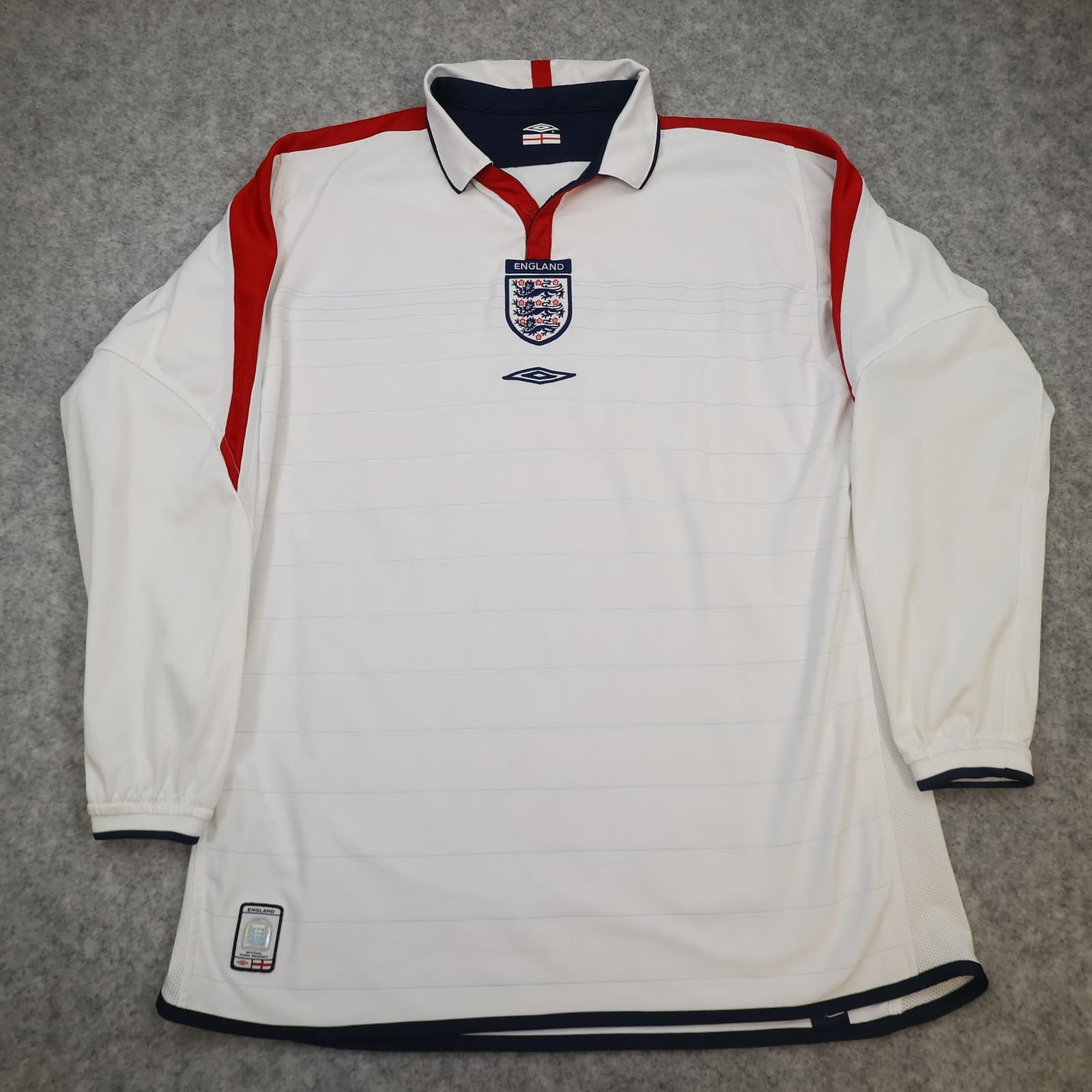 Vintage England Home Shirt Mens Large White Long Sleeve 2003 2005 Umbro Jersey