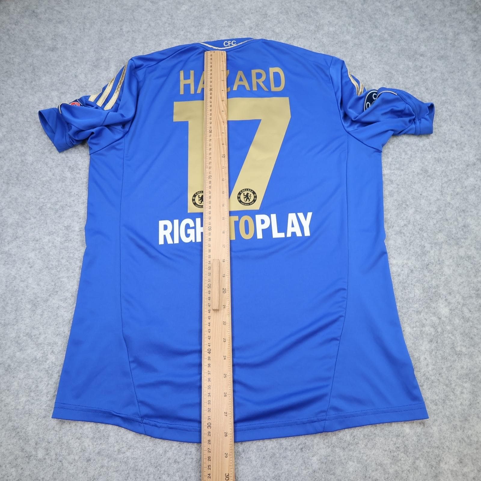 Chelsea Shirt Mens Large Blue Home 2012 2013 Adidas Hazard 17 Soccer Jersey photo 13