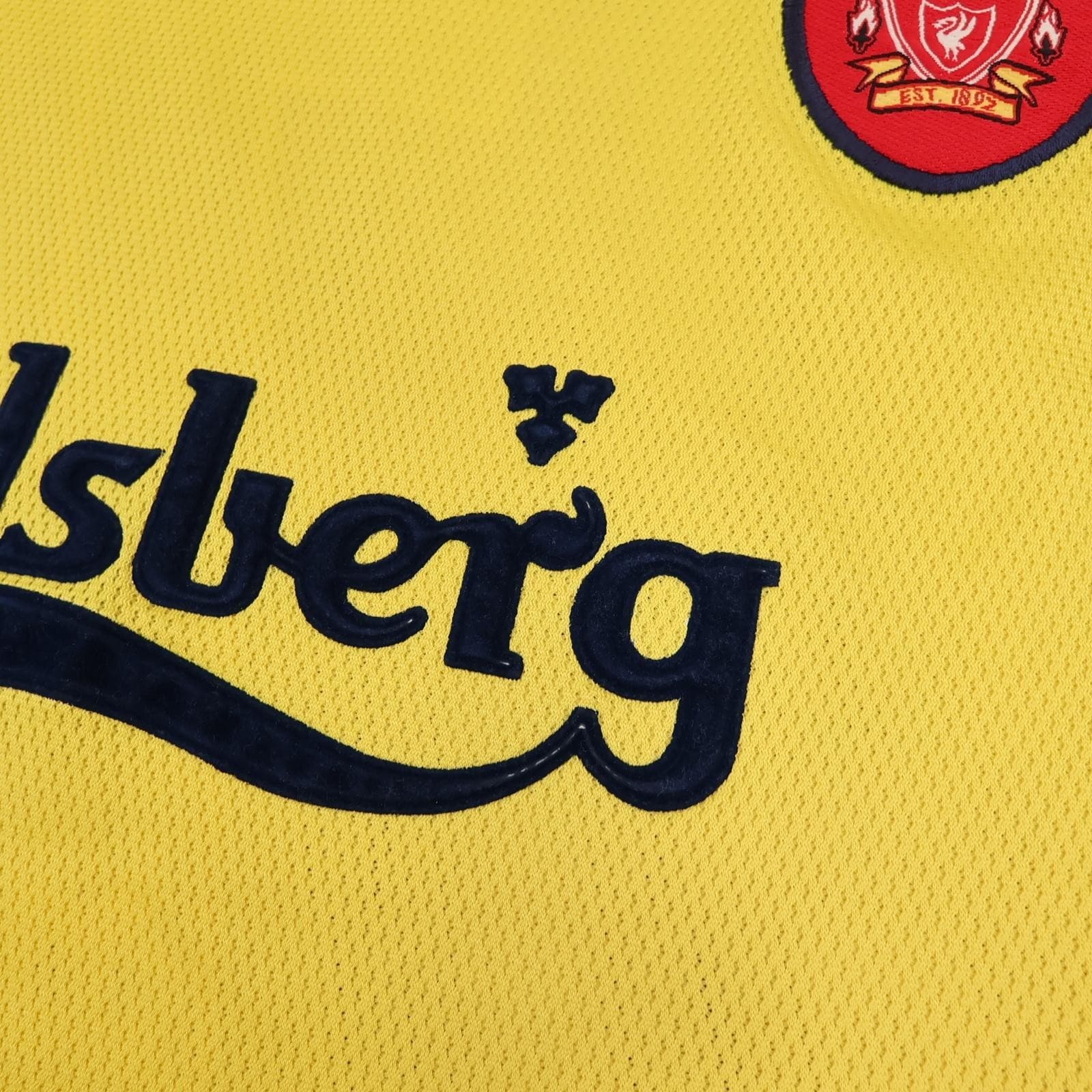 Vintage Liverpool Away Shirt Mens Large Yellow 1997 1999 Reebok Carlsberg Jersey photo 5